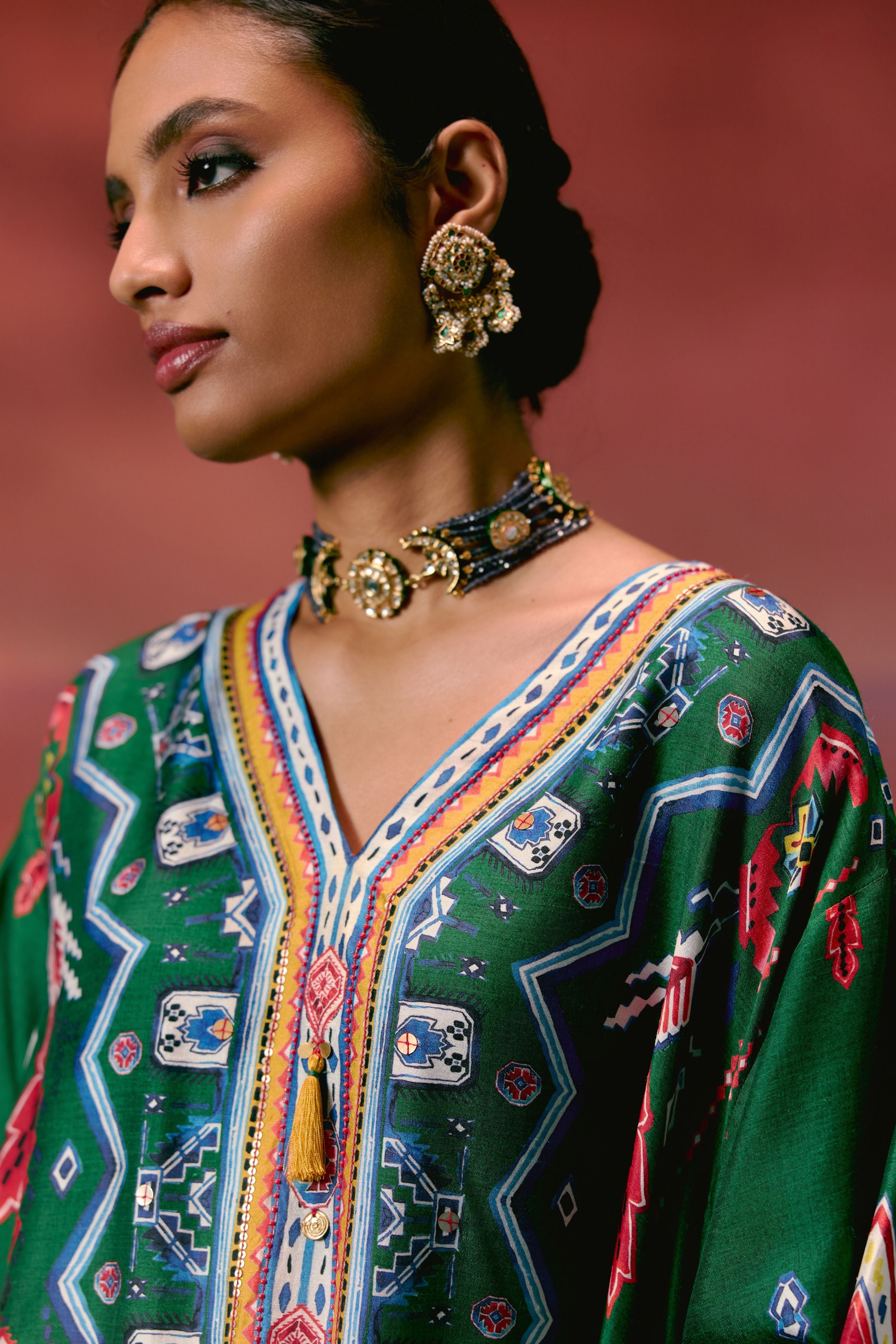 Emerald Aztec Kaftan Set