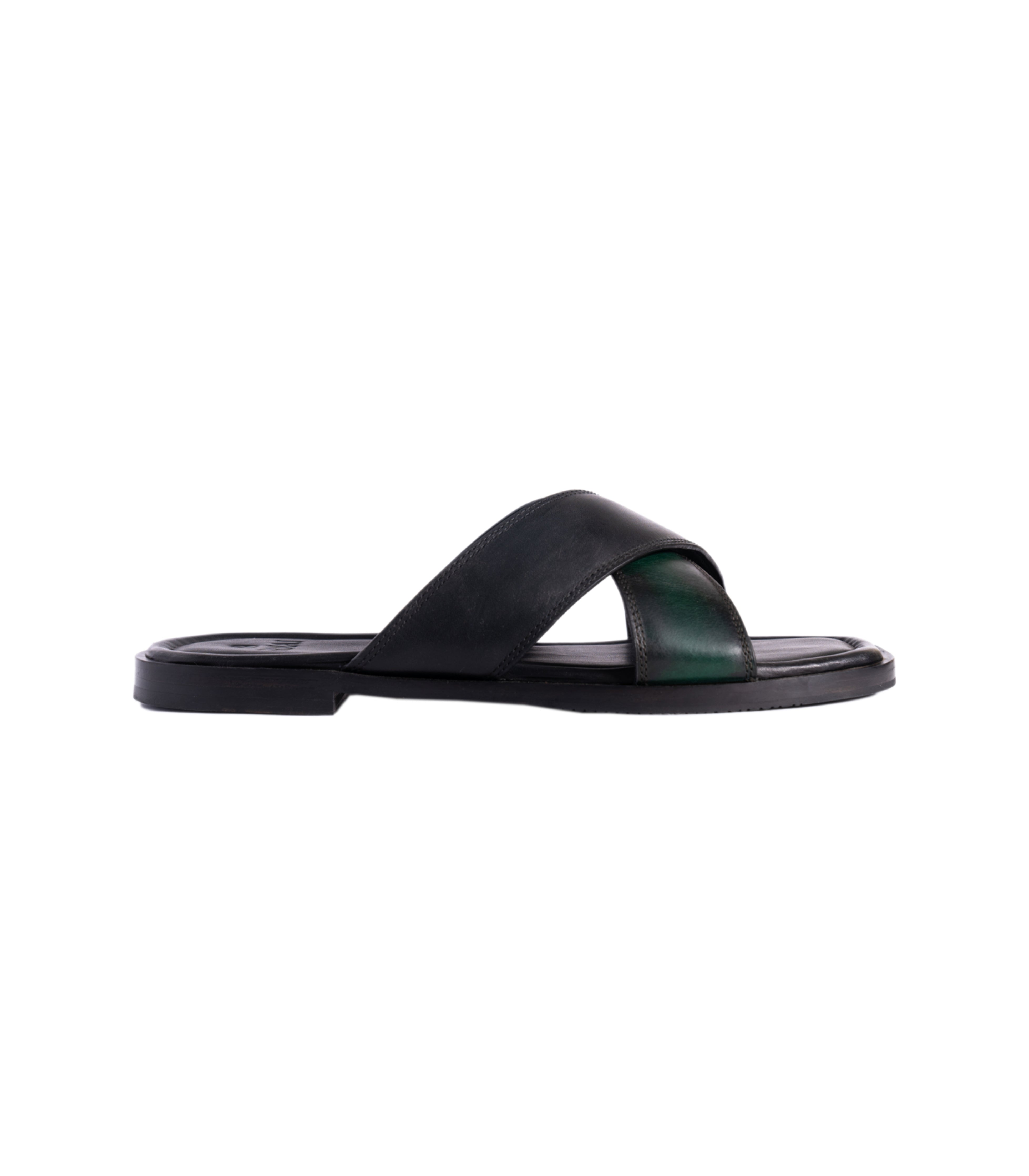 Emerald & Black Cross Sandals