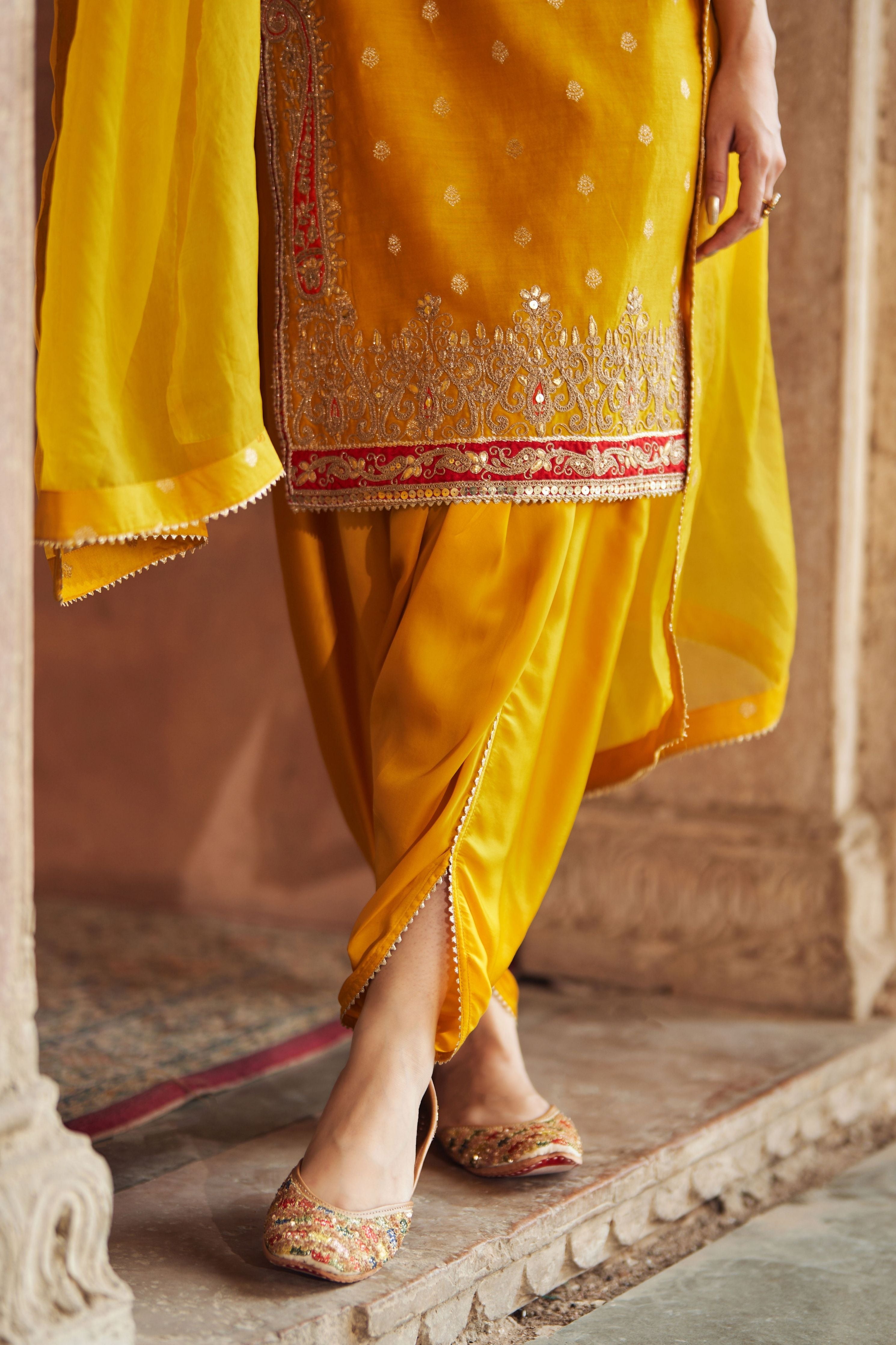Fahmida  Mustard Short Kurta With Salwar