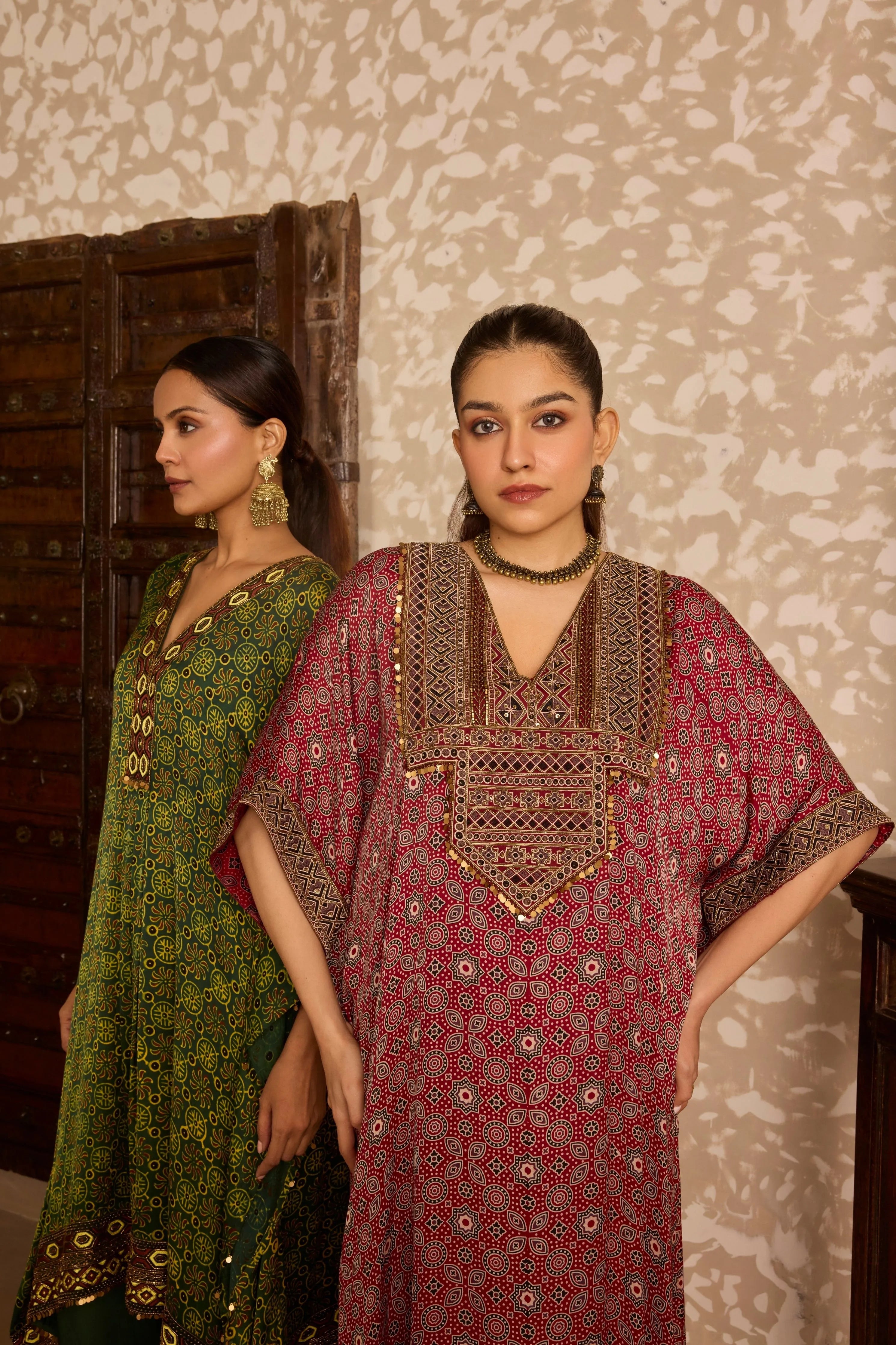 Ajrak Long Kaftan Kurta set