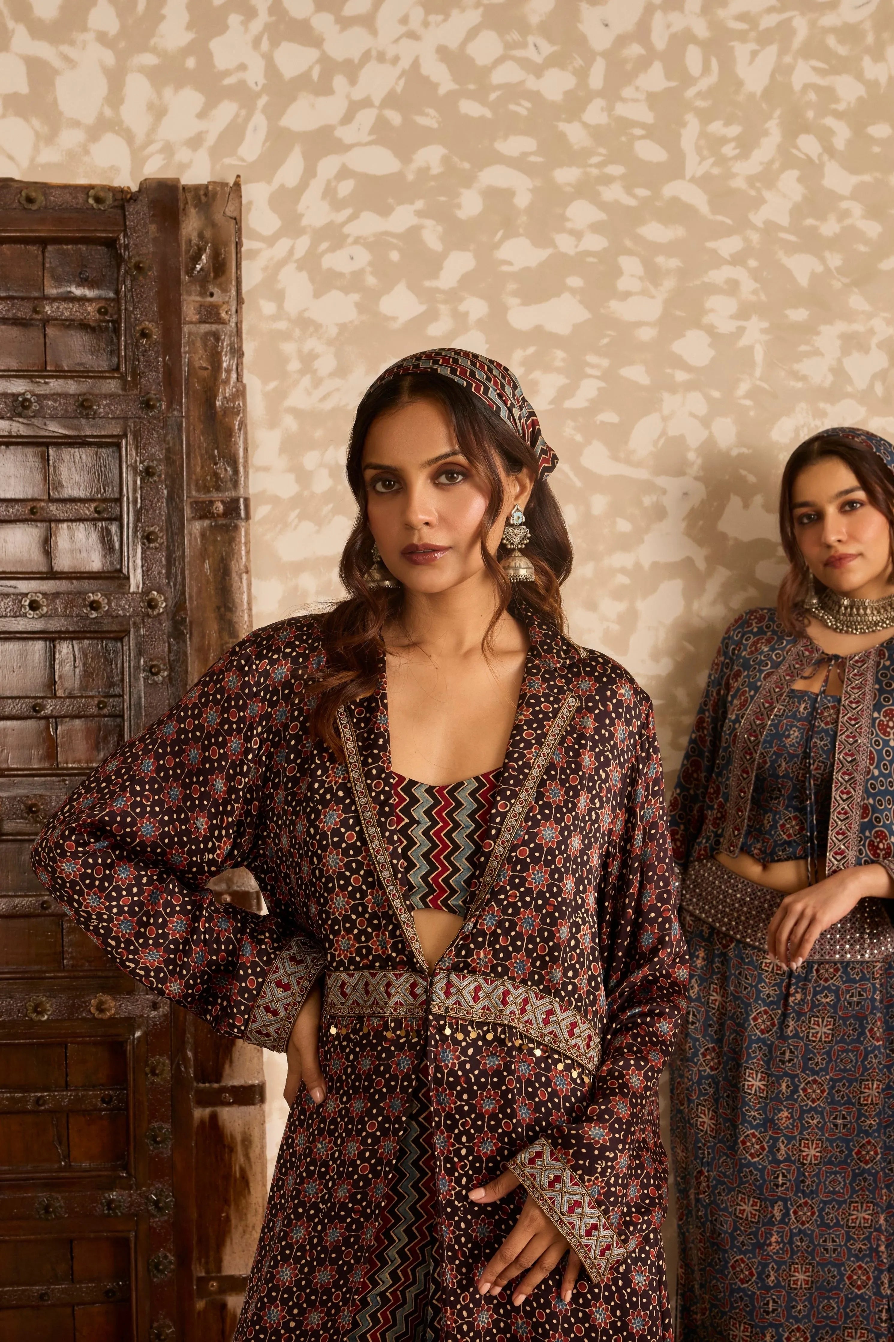 Ajrakh Long Jacket Set