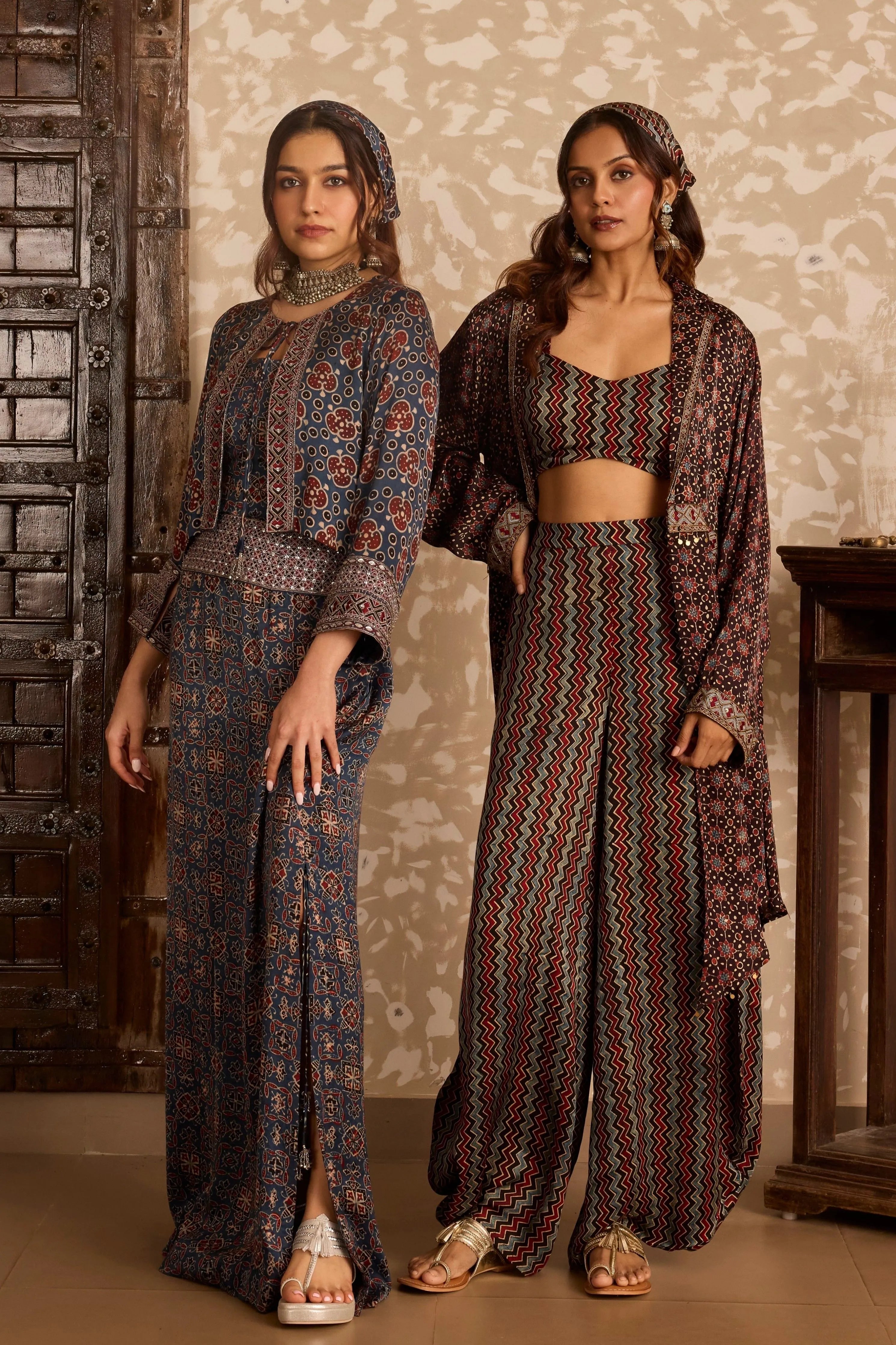 Ajrakh Long Jacket Set