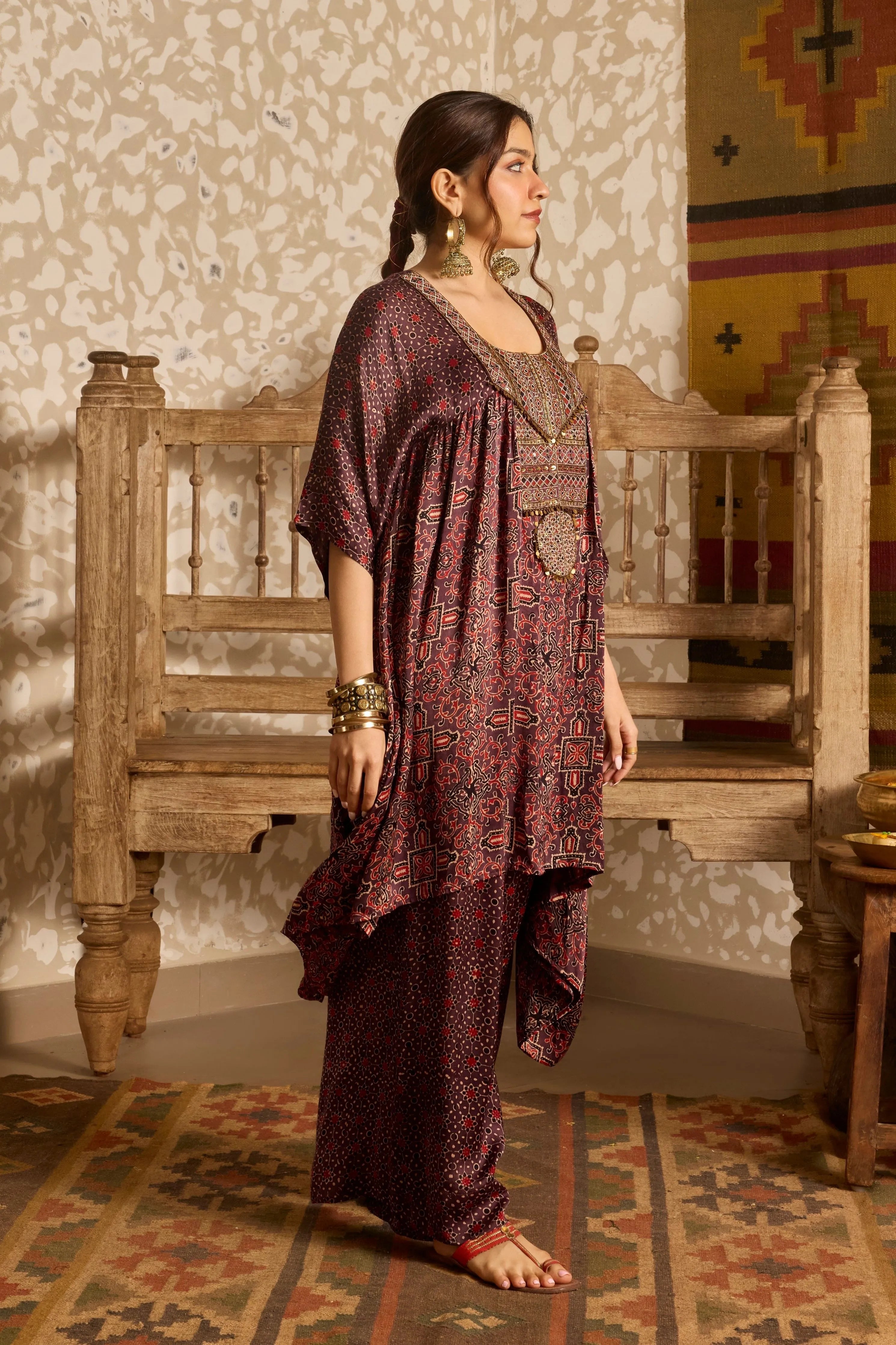 Ajrak Short Kaftan Set