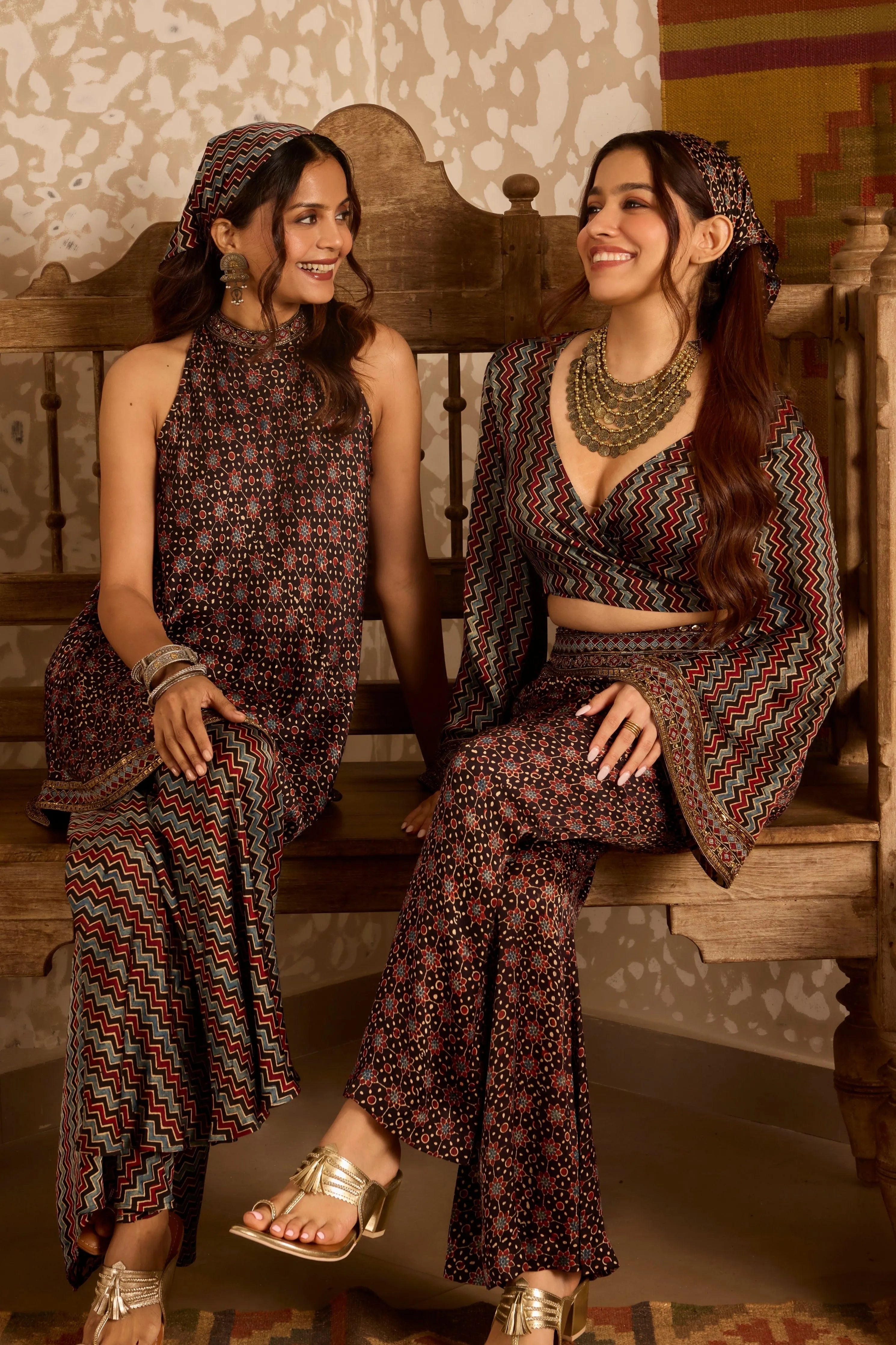 Wrap top with flared pant set