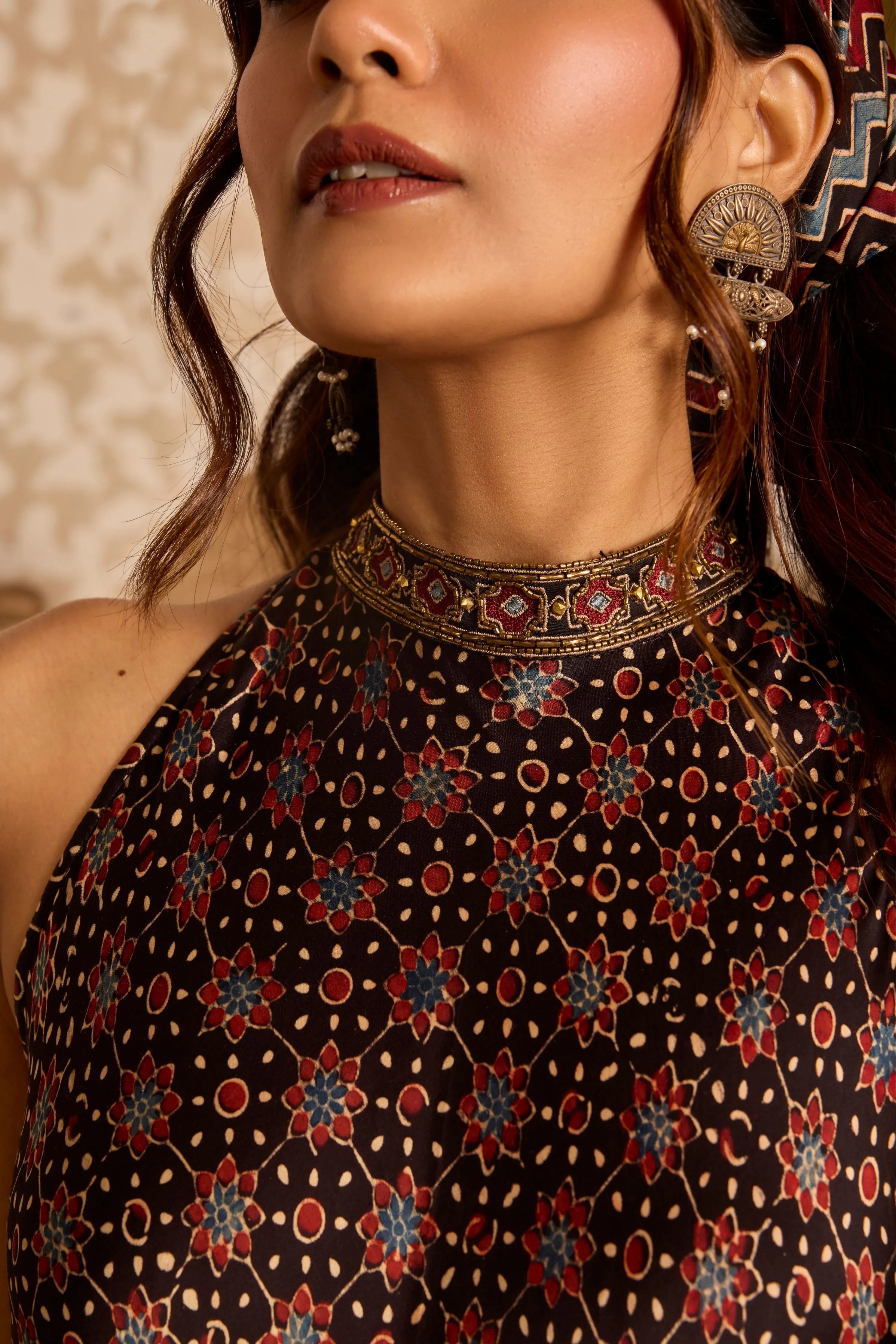 Halter neck tunic with sharara pants