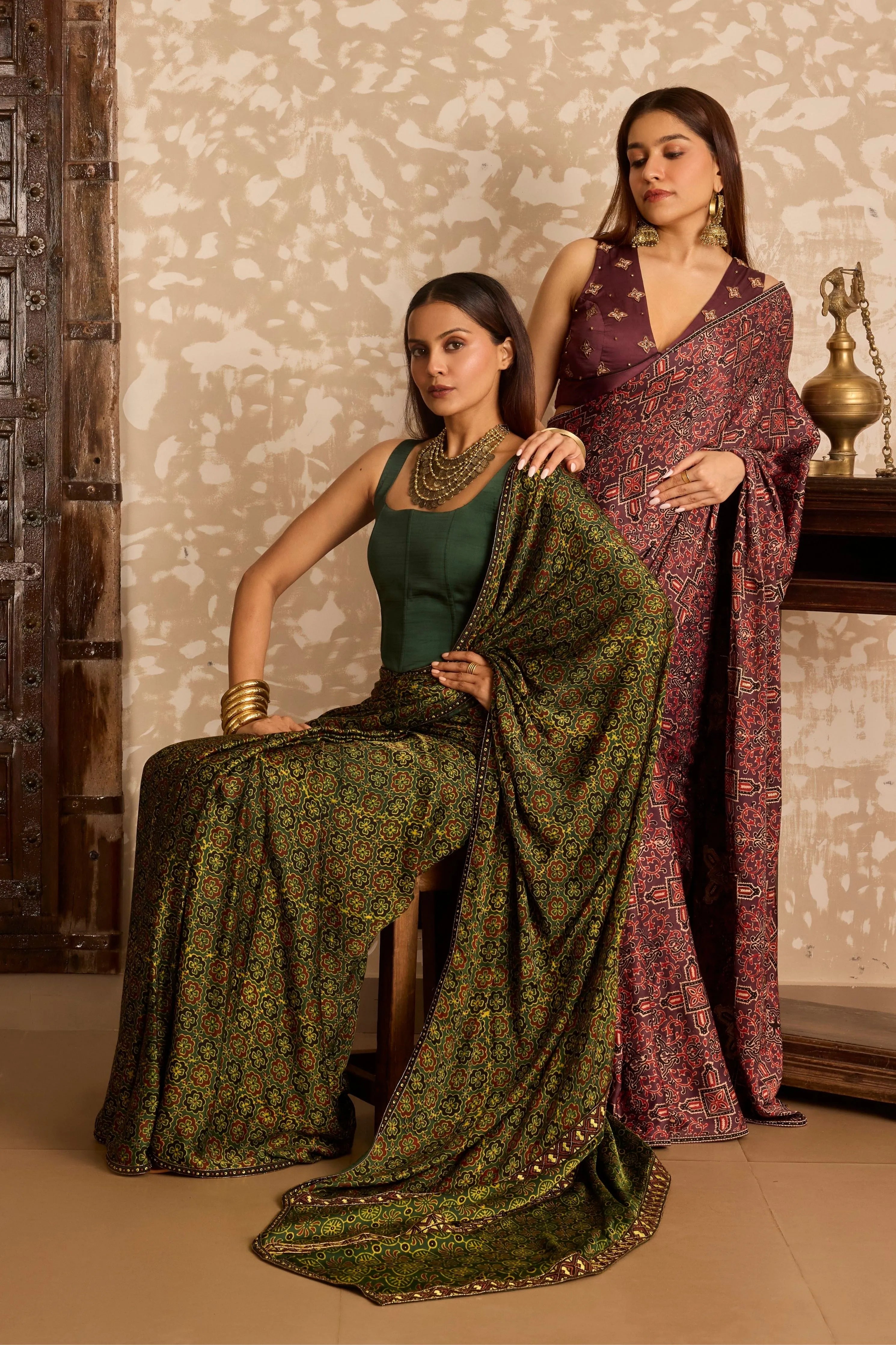 Corset blouse with saree