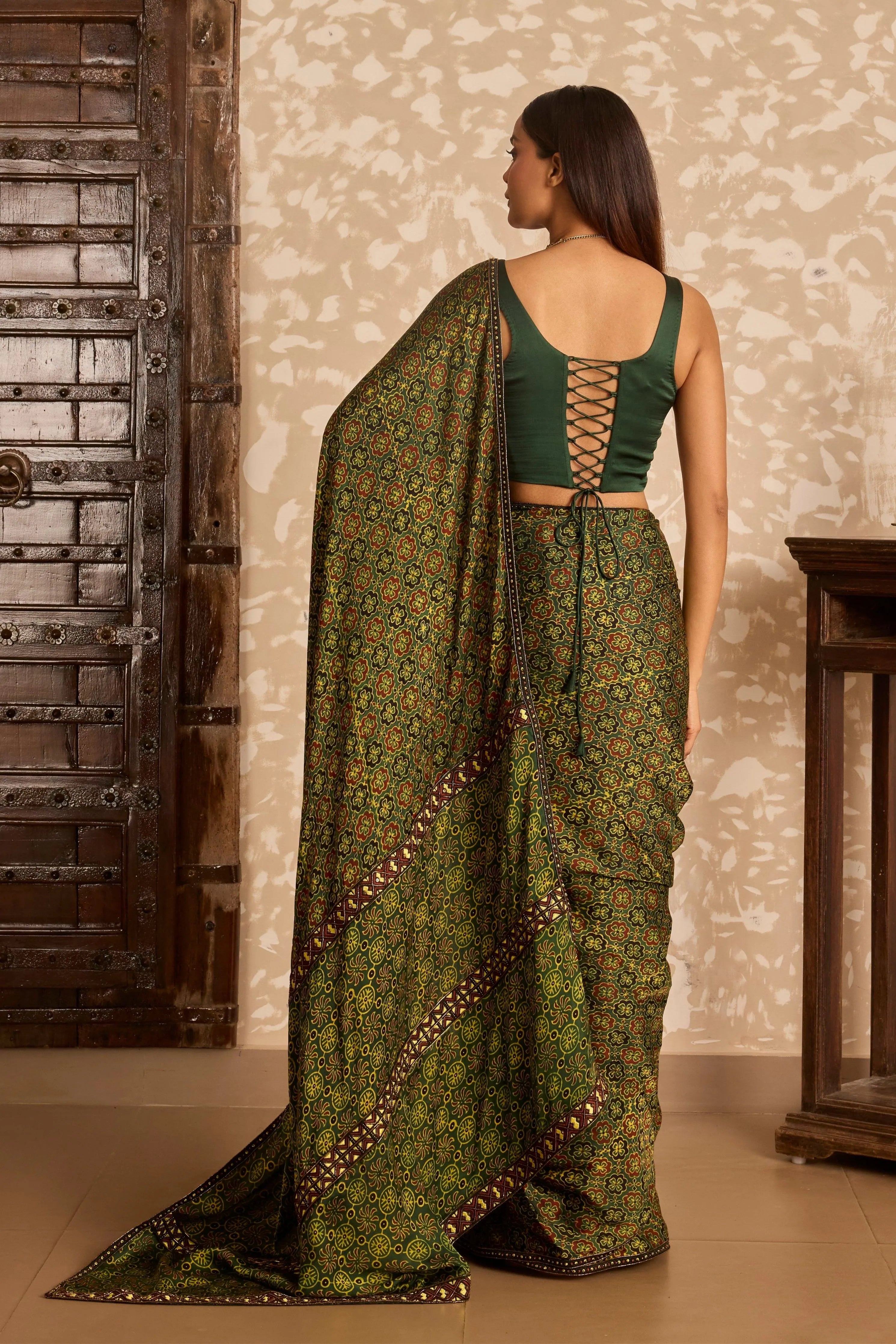 Corset blouse with saree