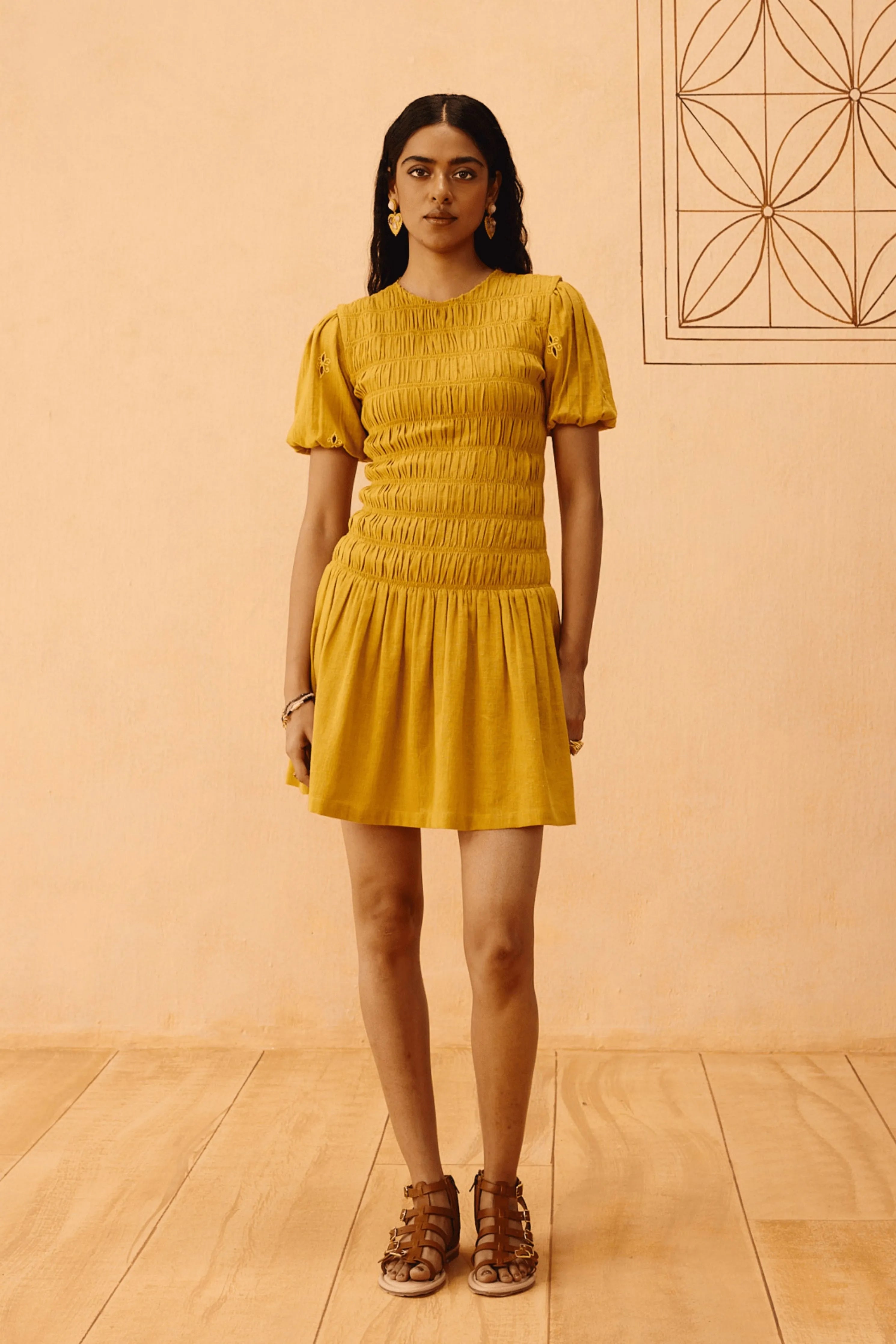 Golden Glow Kala Cotton Dress