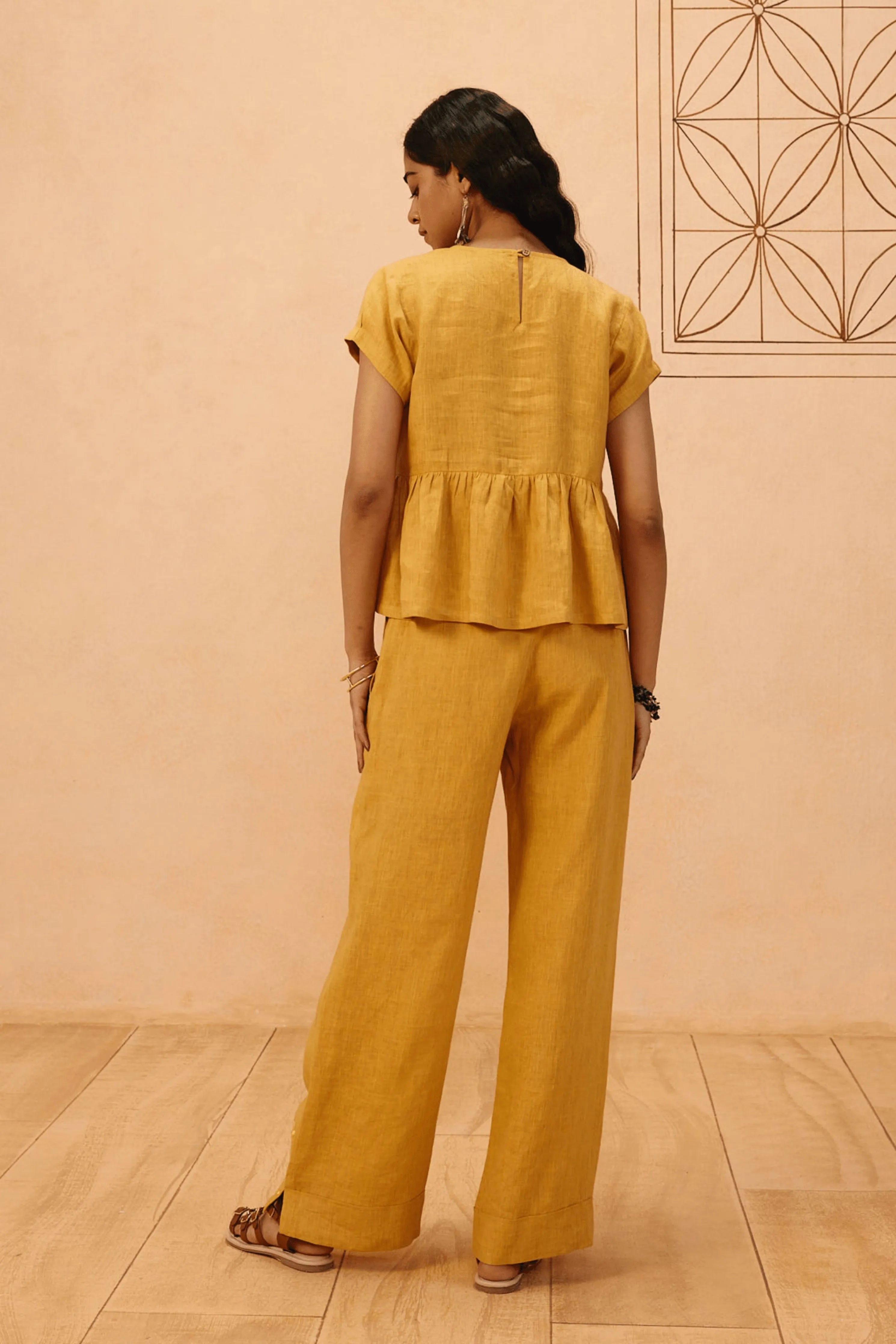 The Ghar Linen Peplum Top