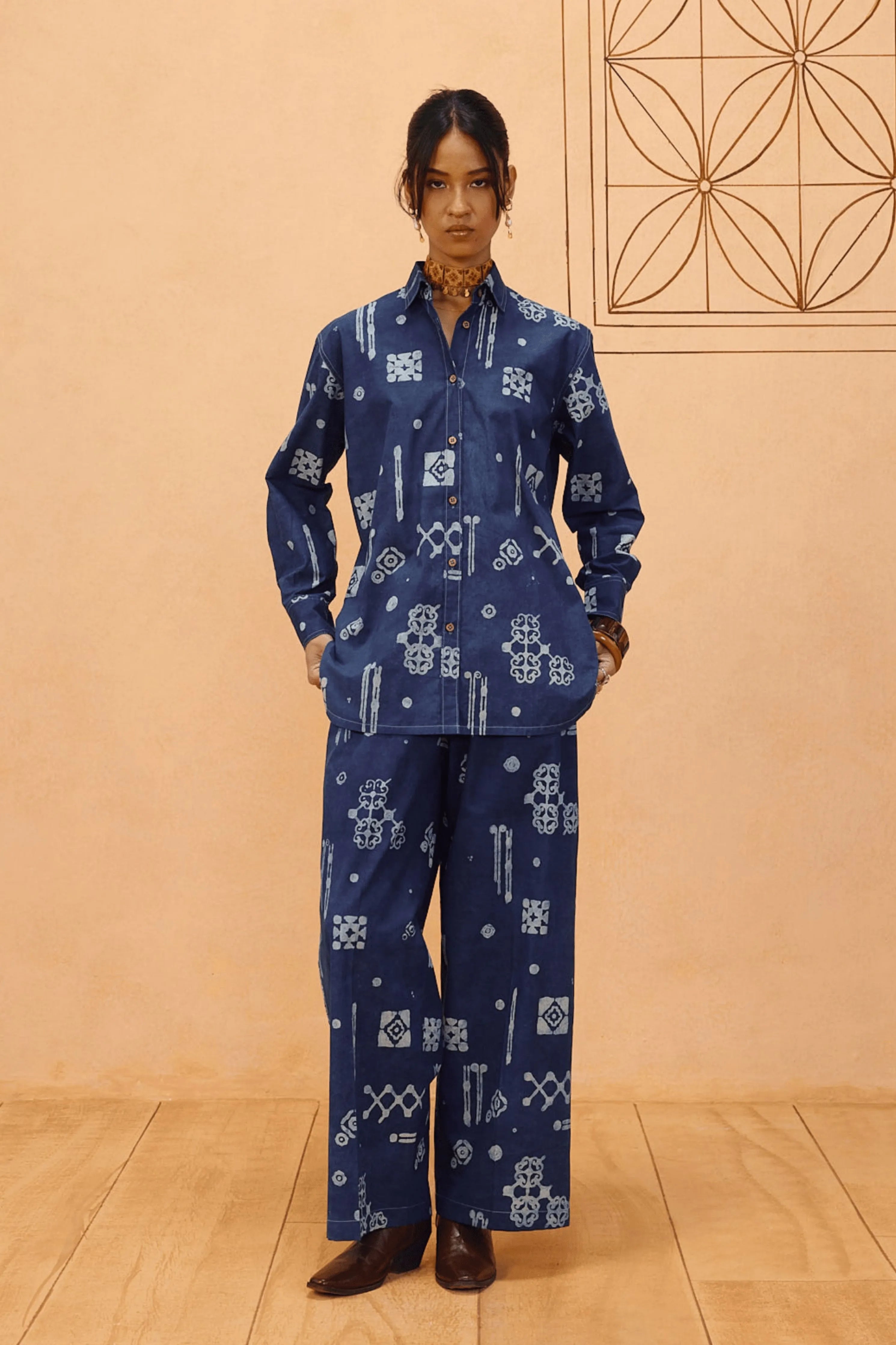 Indigo Patterns Organic Cotton Shirt