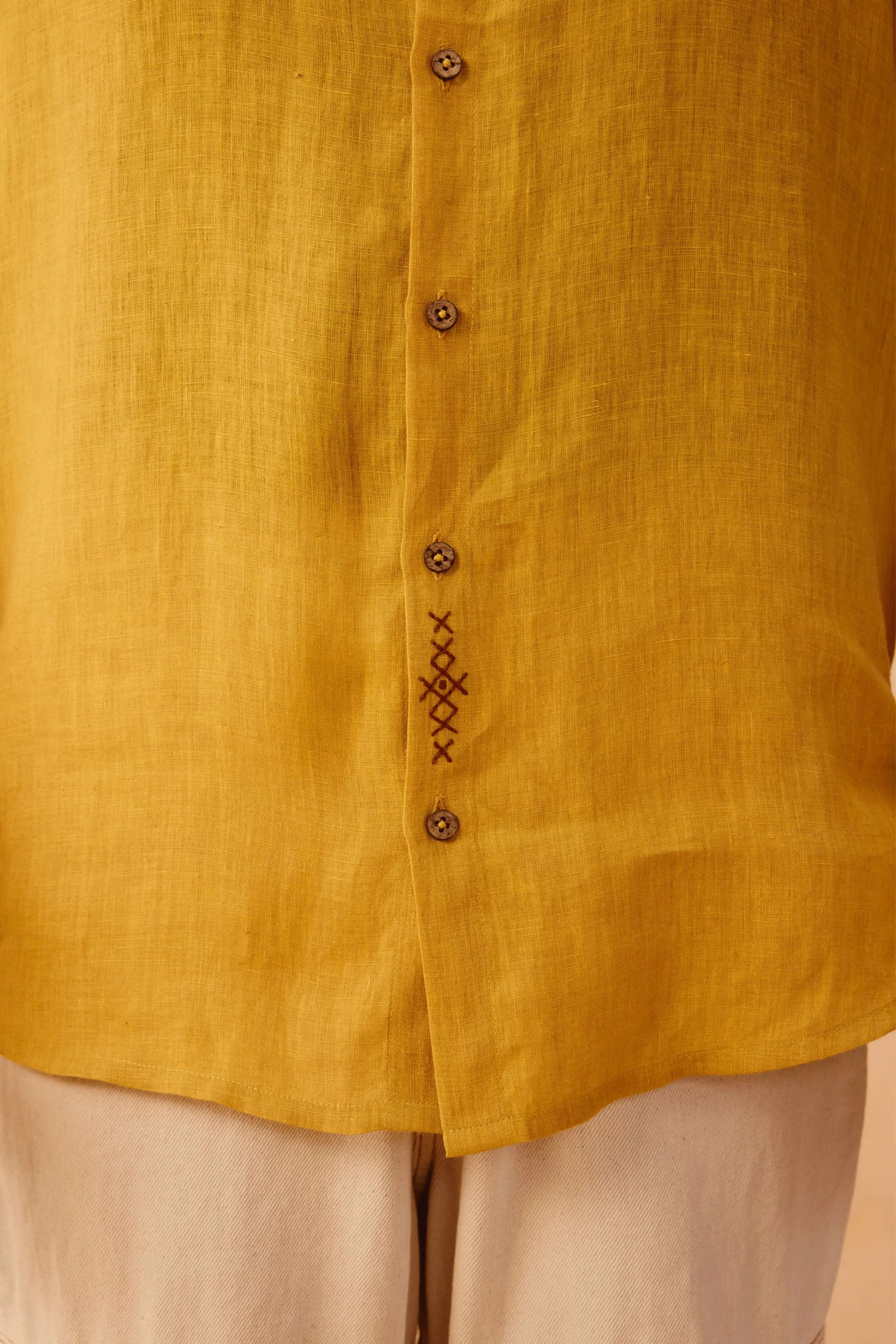 Golden Palm Men's Linen Shirt