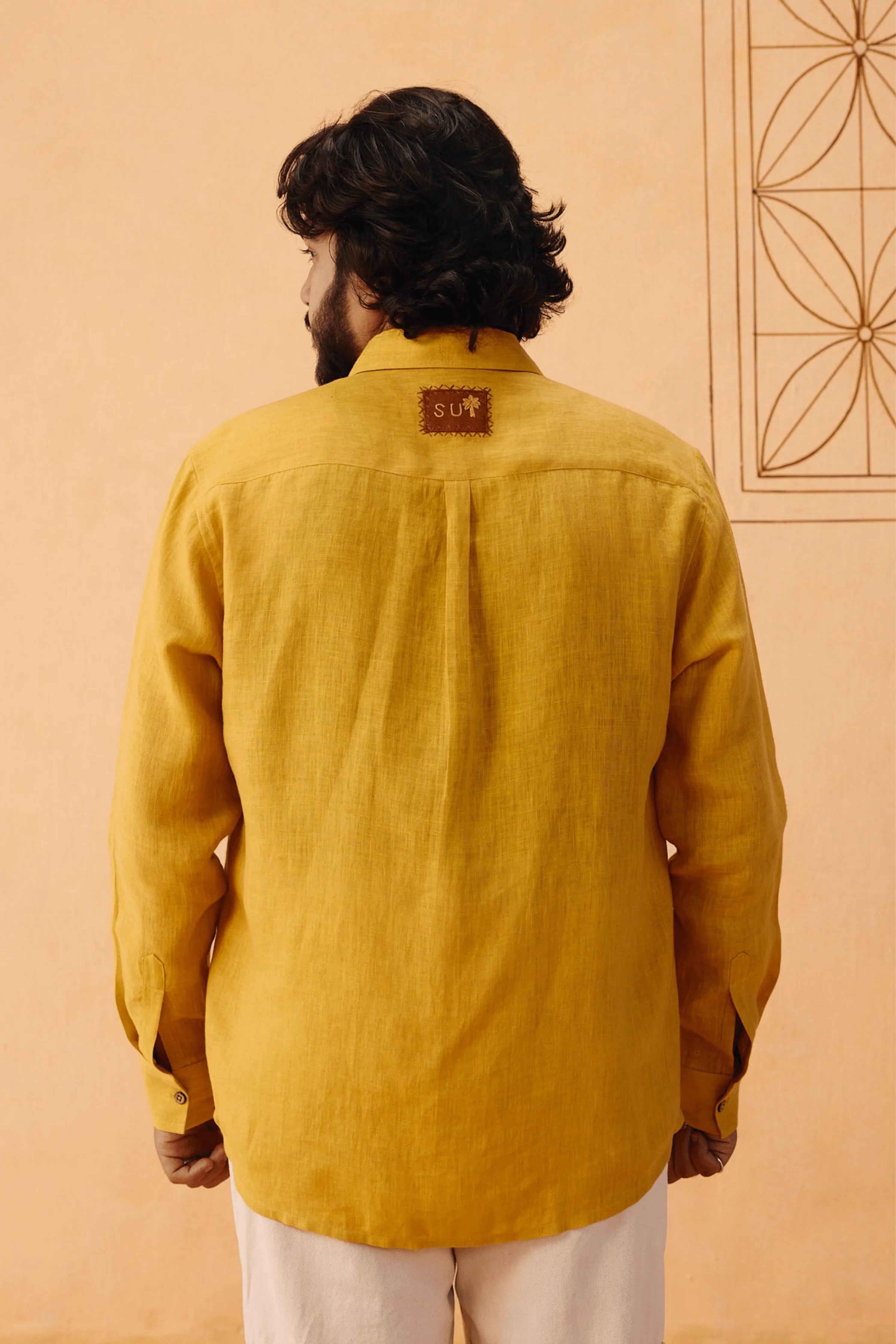 Golden Palm Men's Linen Shirt