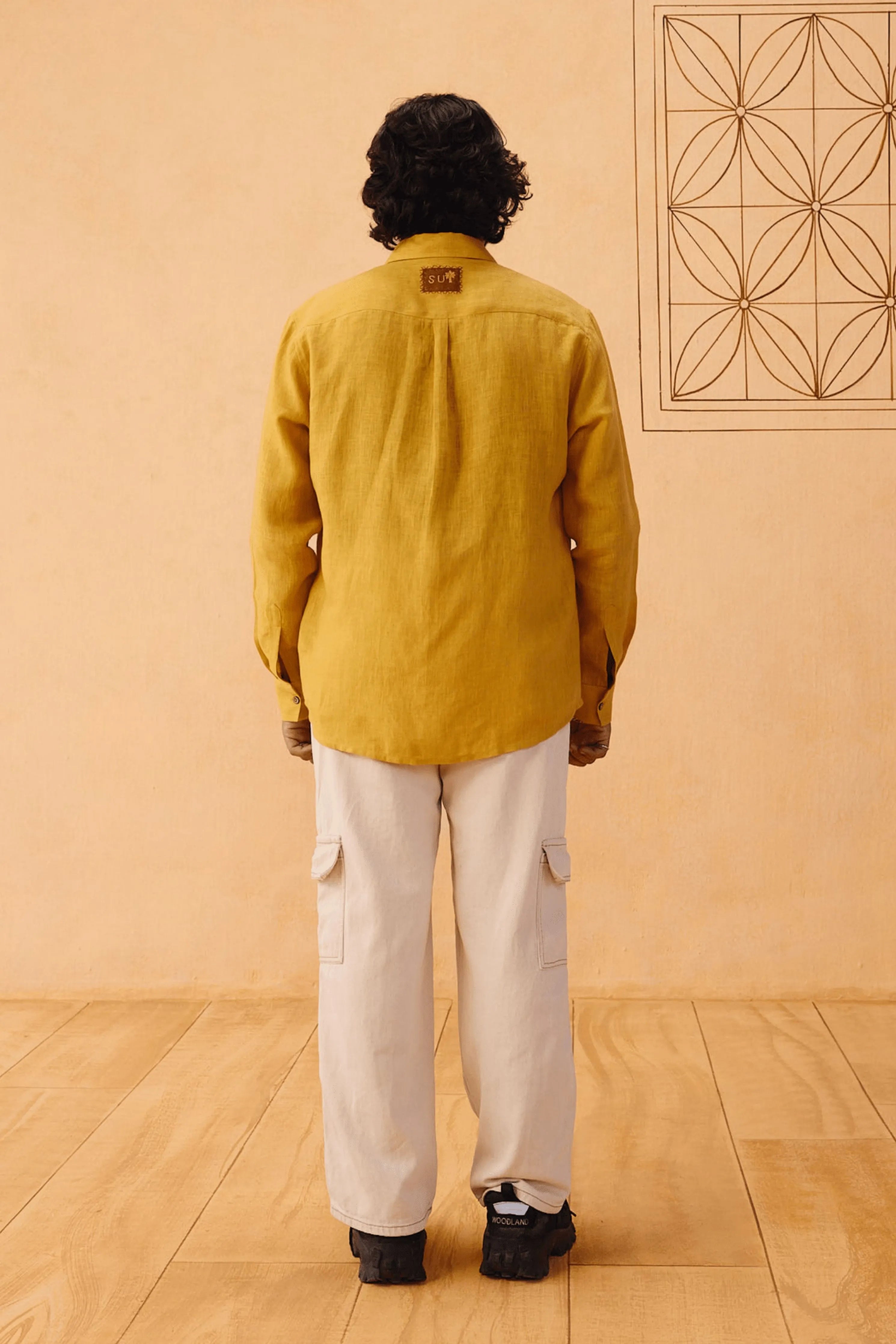 Golden Palm Men's Linen Shirt