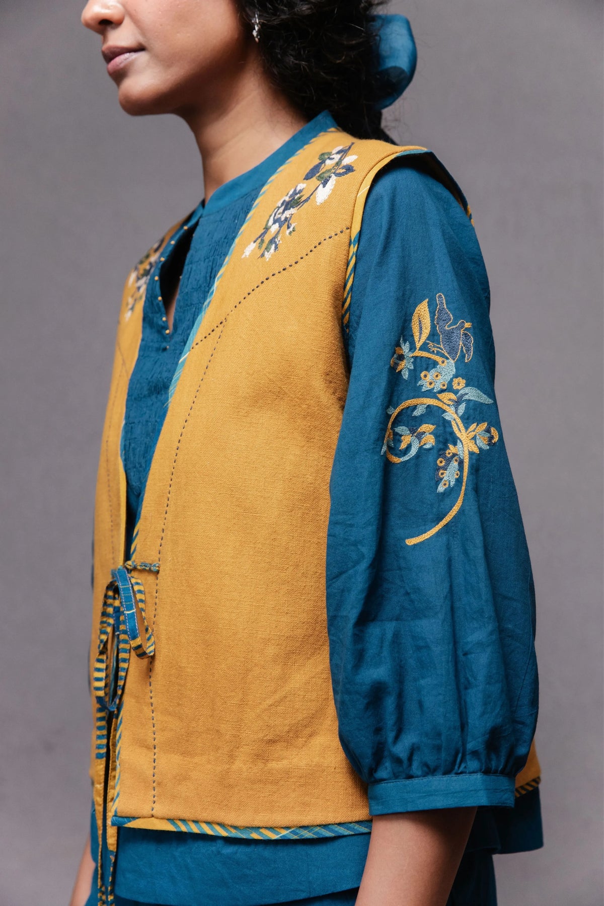 Tie Up Vest Mustard