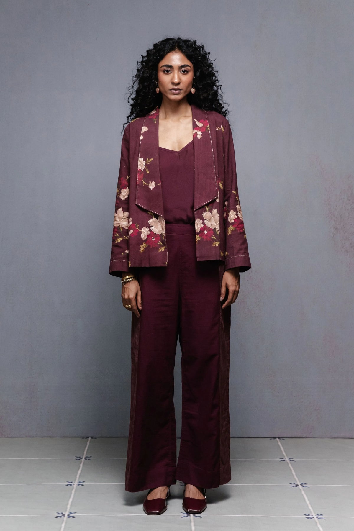 Selvage Jacket Set Wine