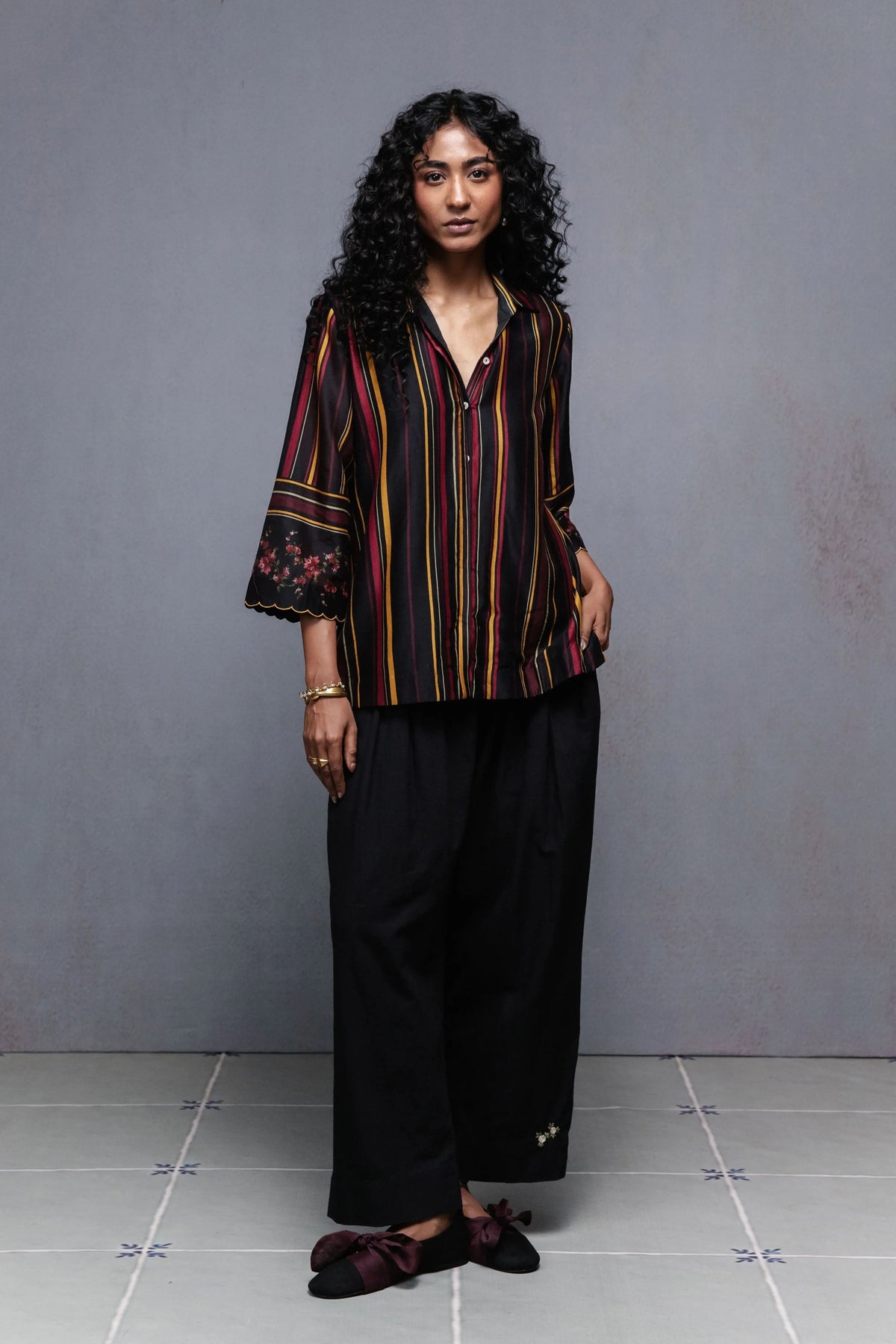 Raha Shirt In Black Stripes