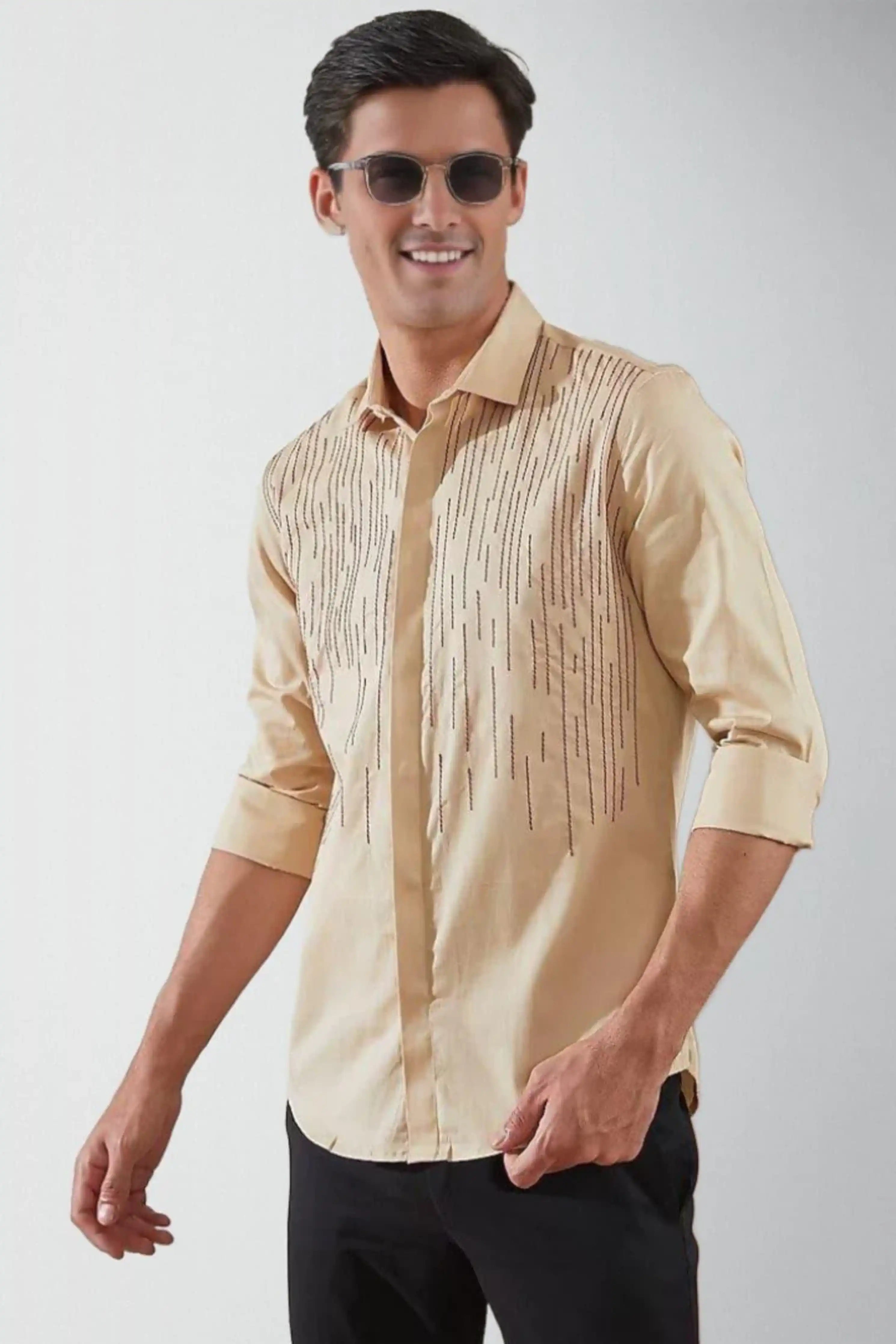 Embroidered Cream Shirt