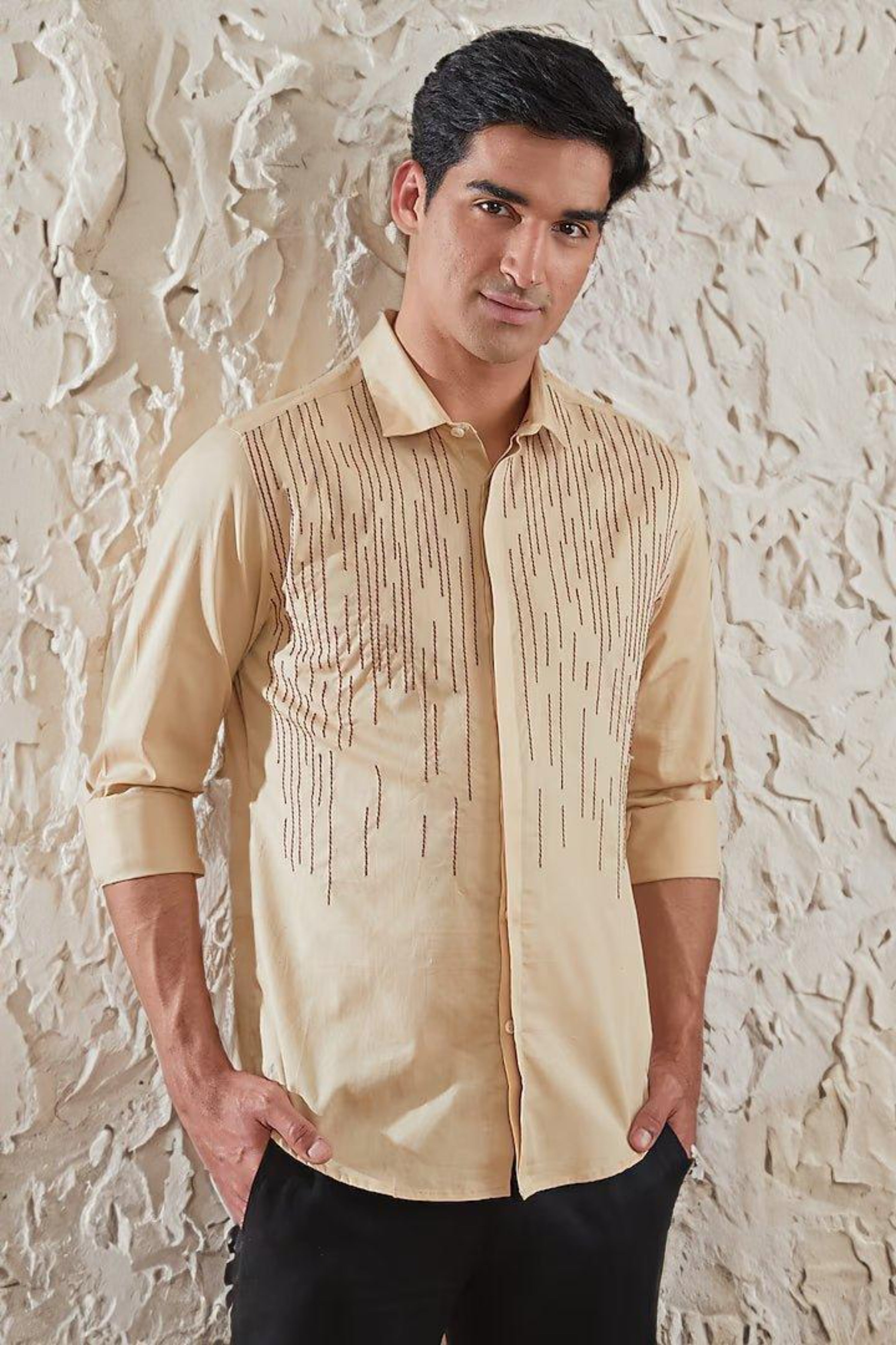Embroidered Cream Shirt