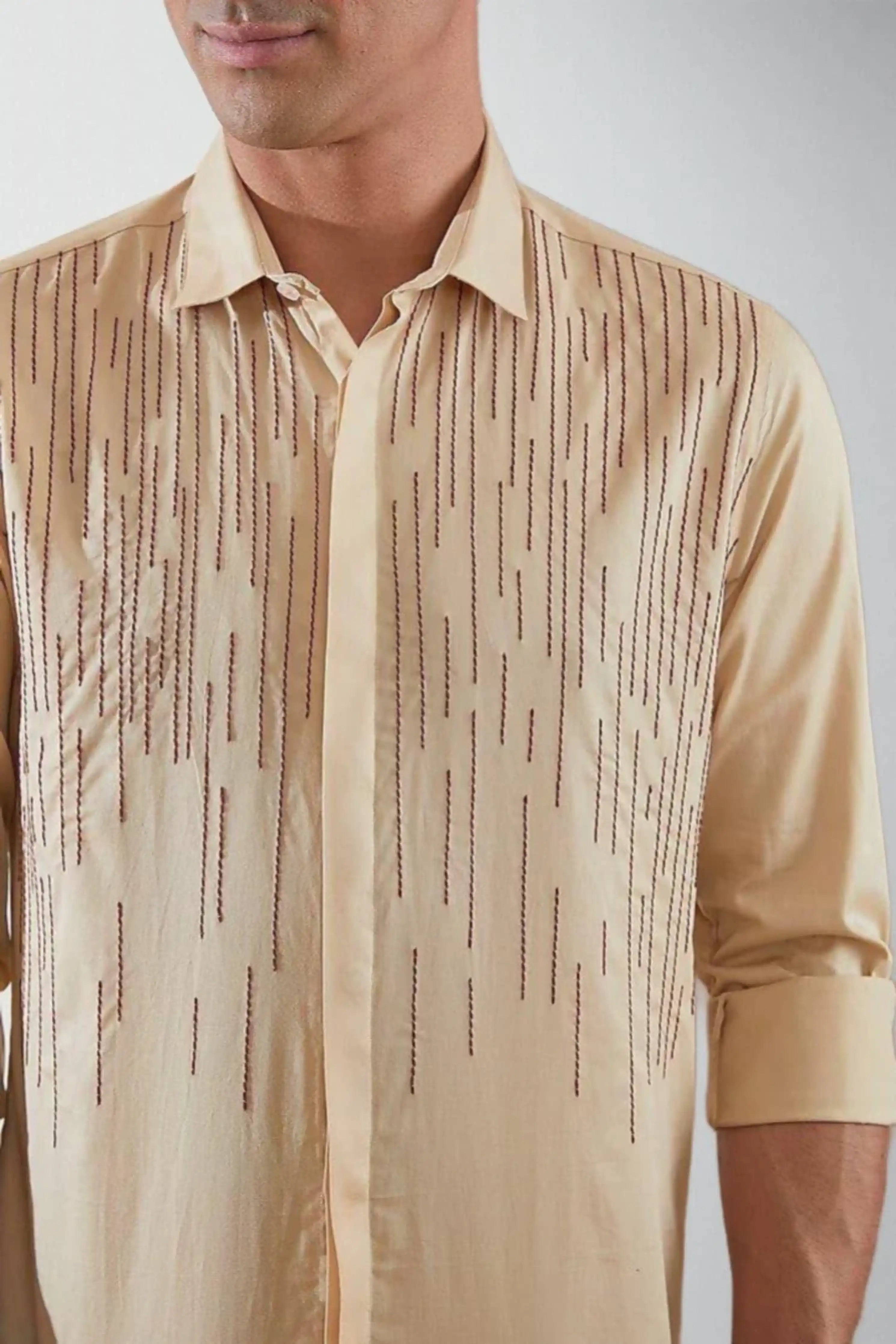 Embroidered Cream Shirt