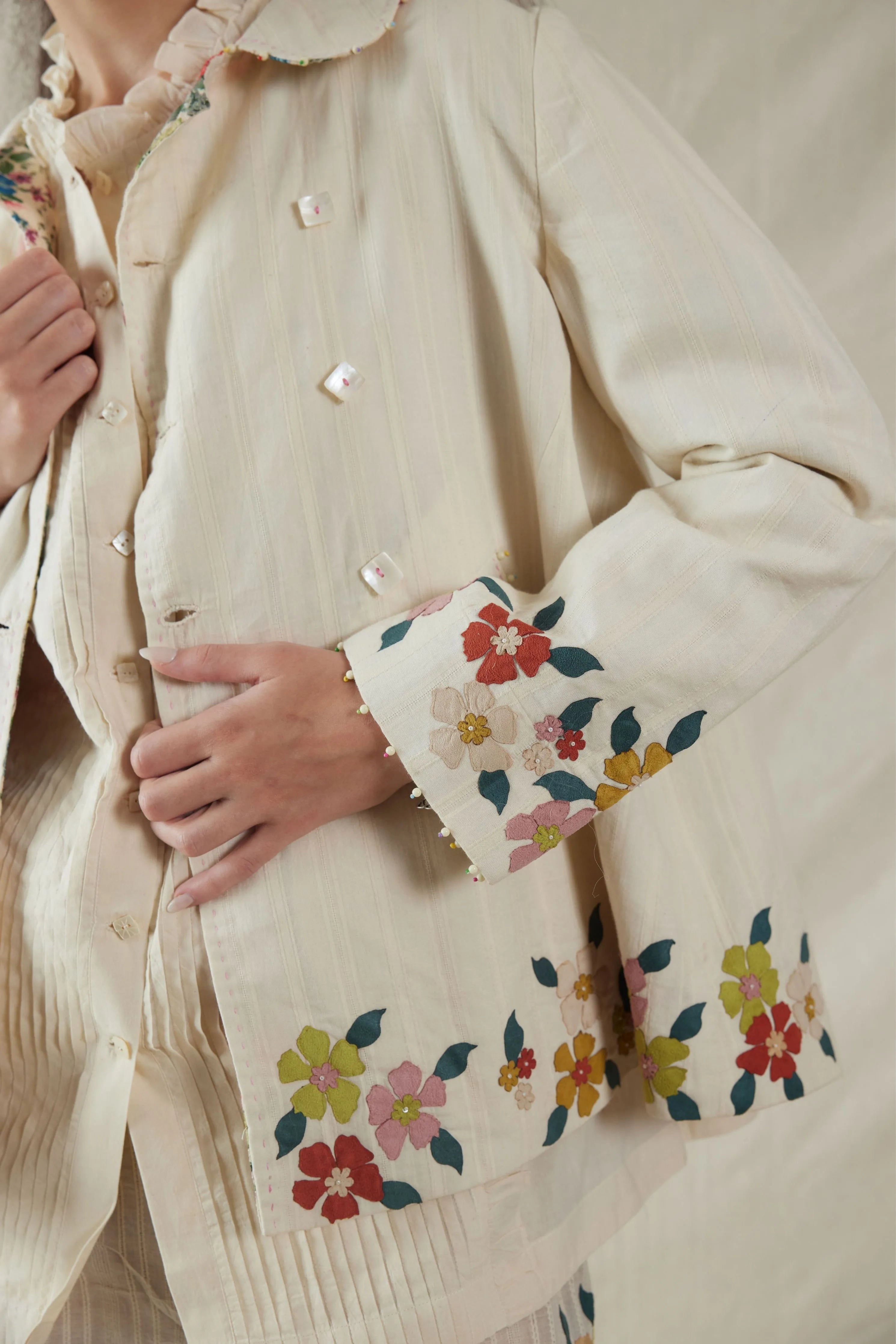 Floral Hand Woven Cotton Silk Jacket