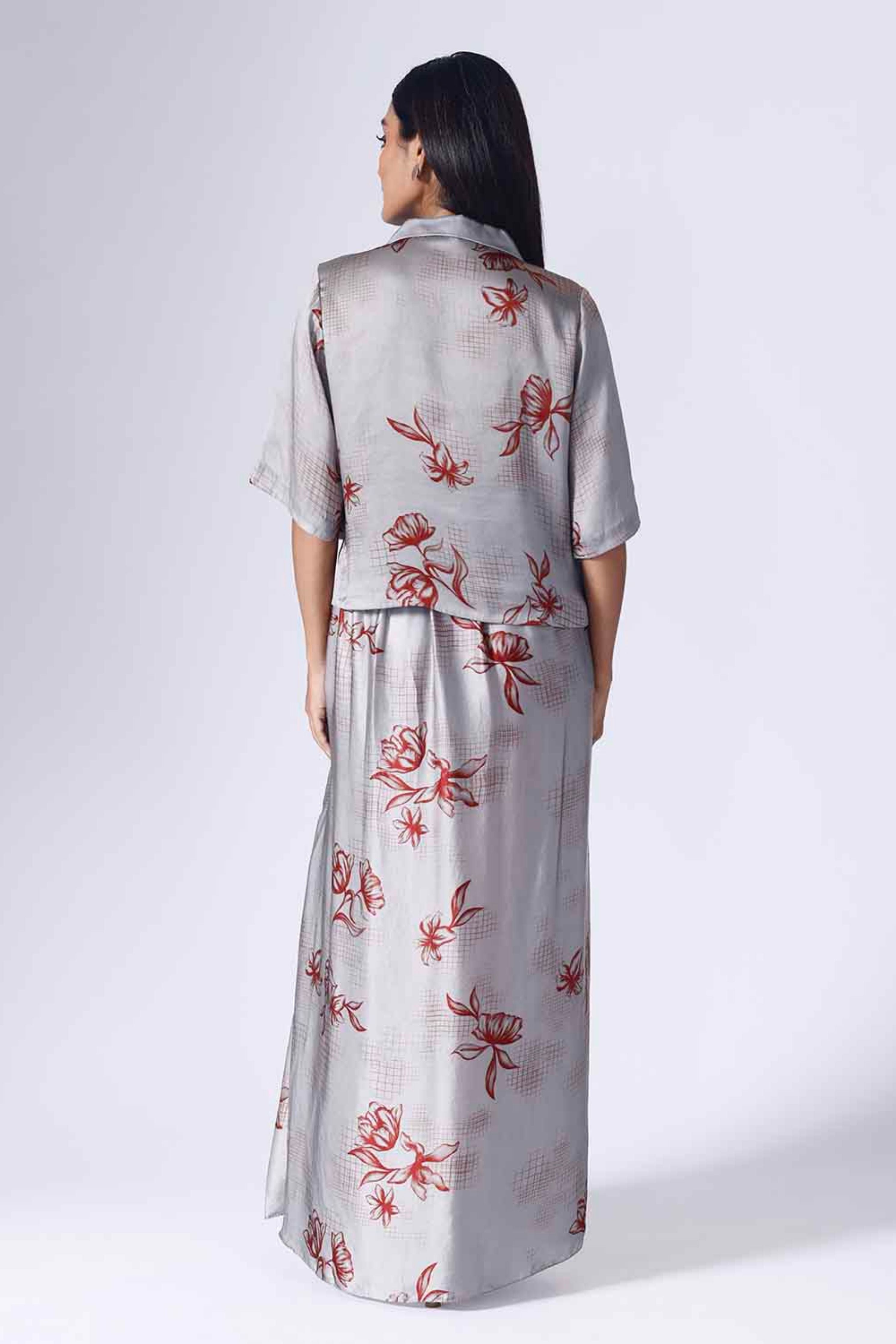 Floral Grid Skirt Set