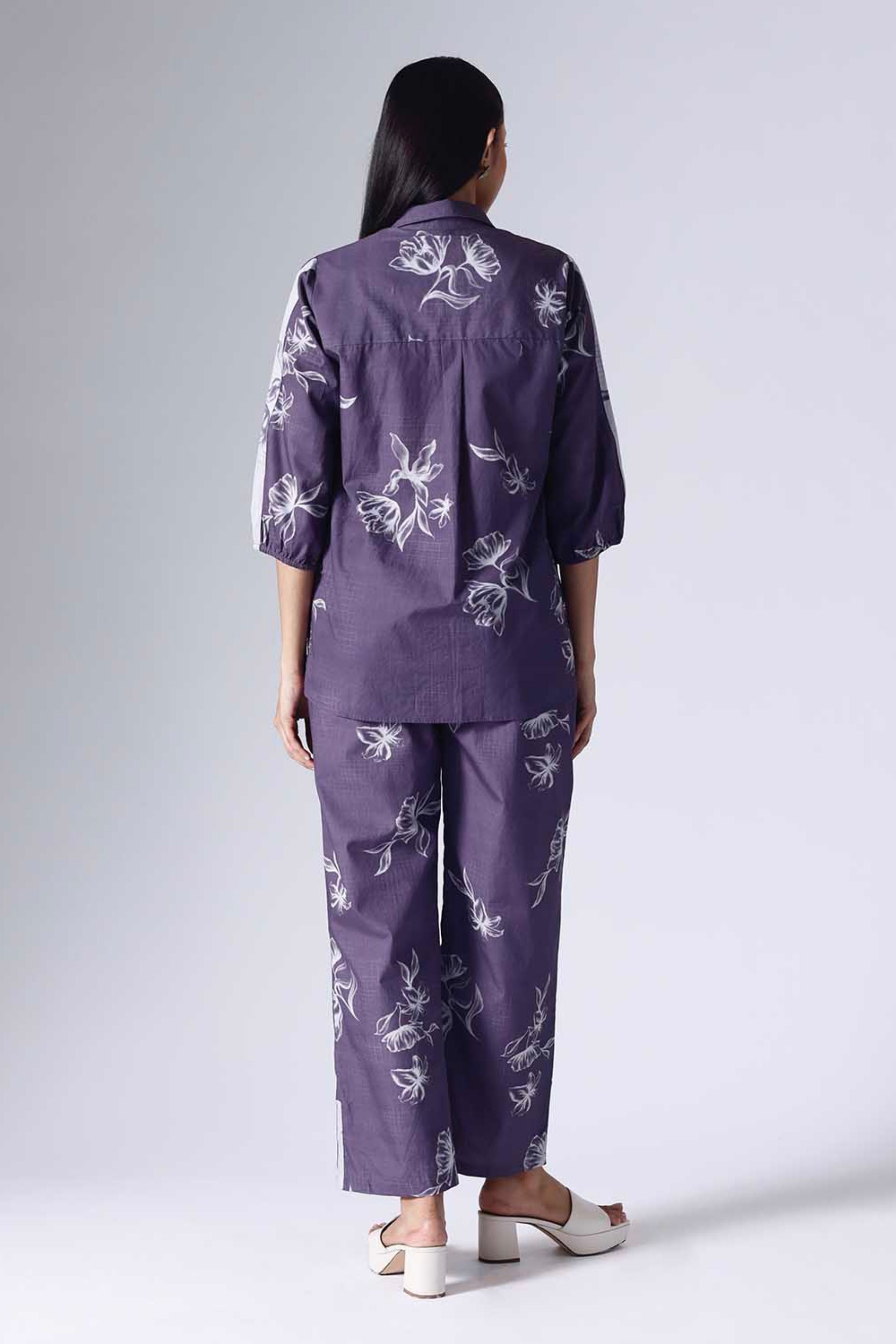 Floral Grid Purple Co-Ord Set