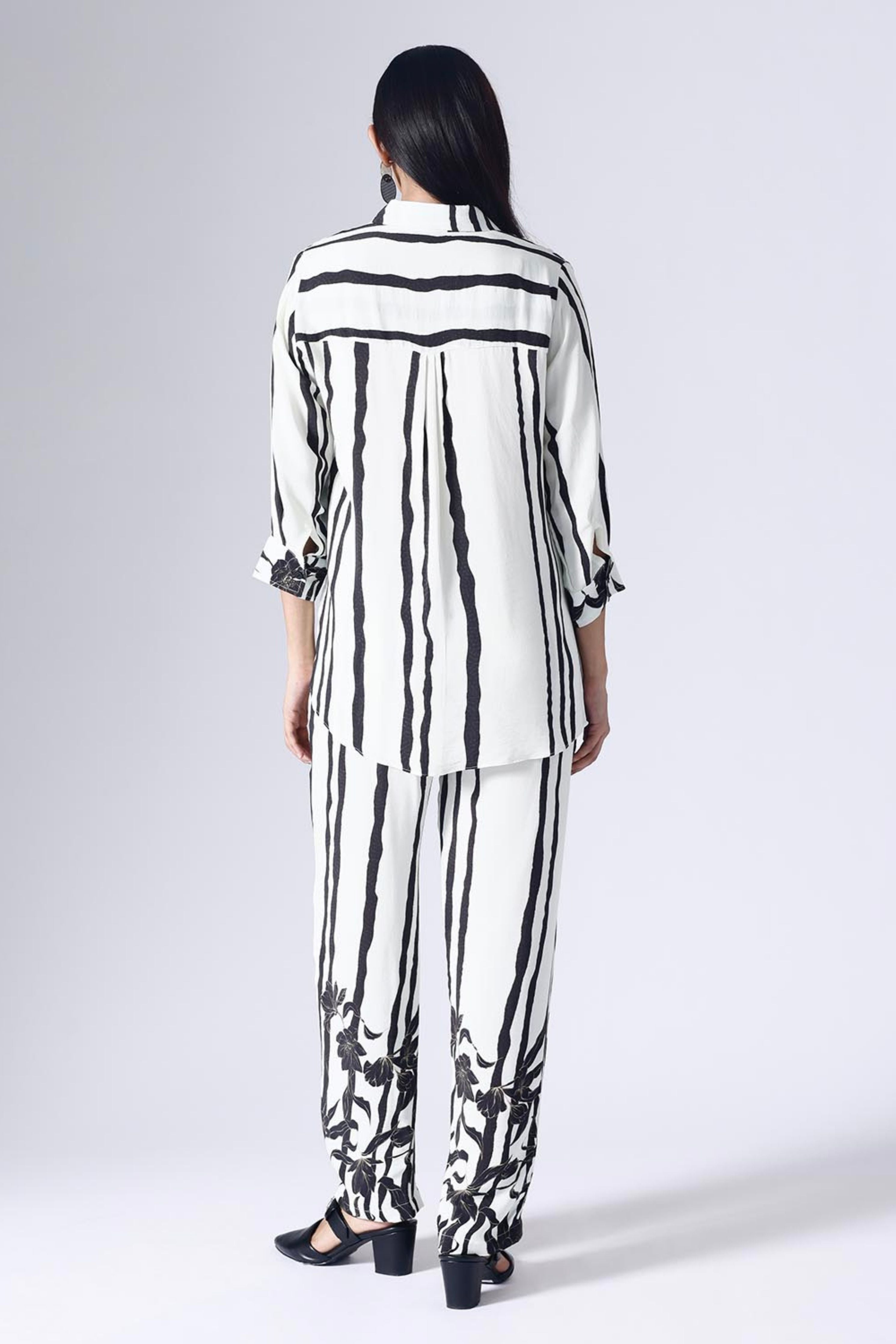 Floral Stripe Bw Shirt