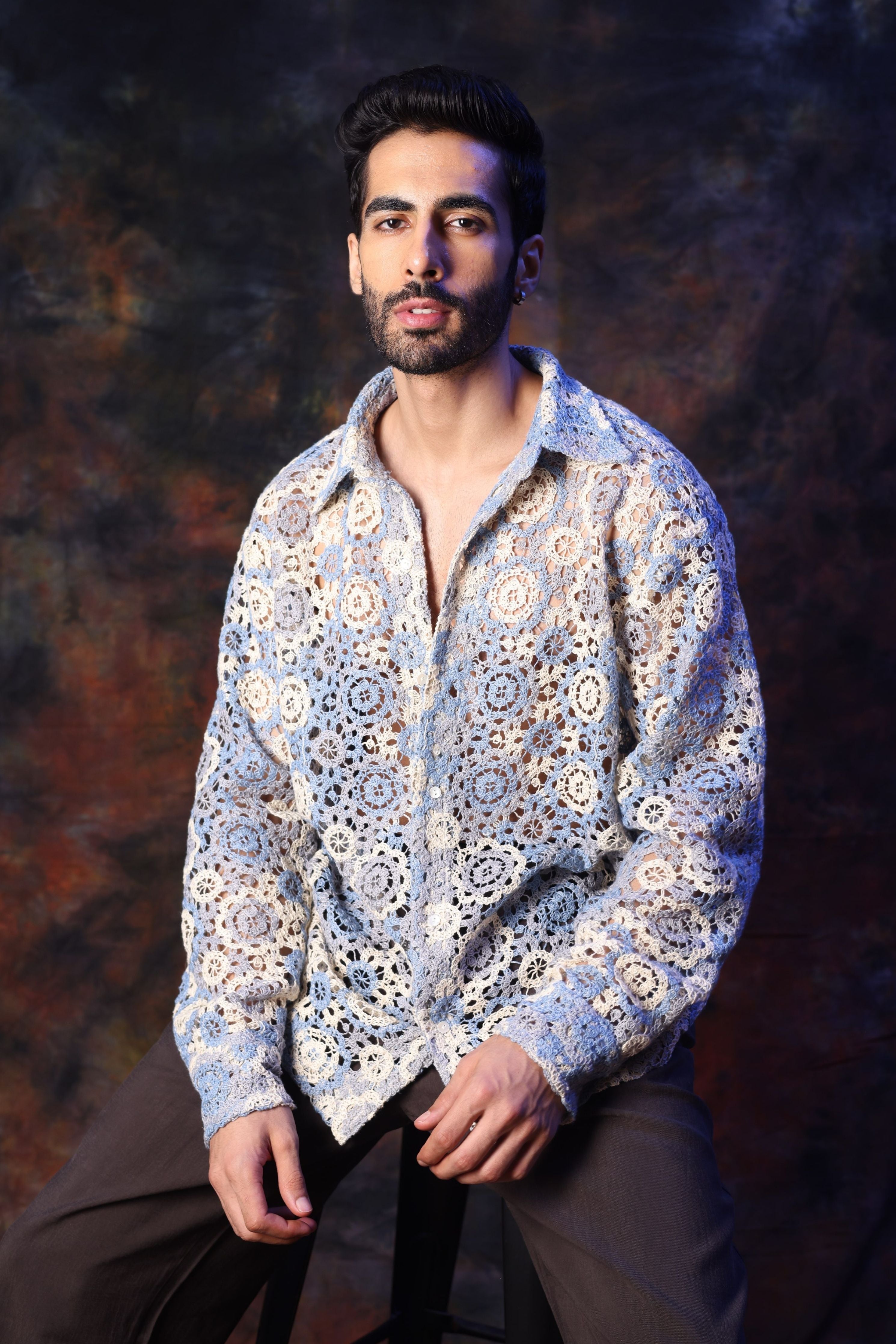 Blue Crochet Shirt
