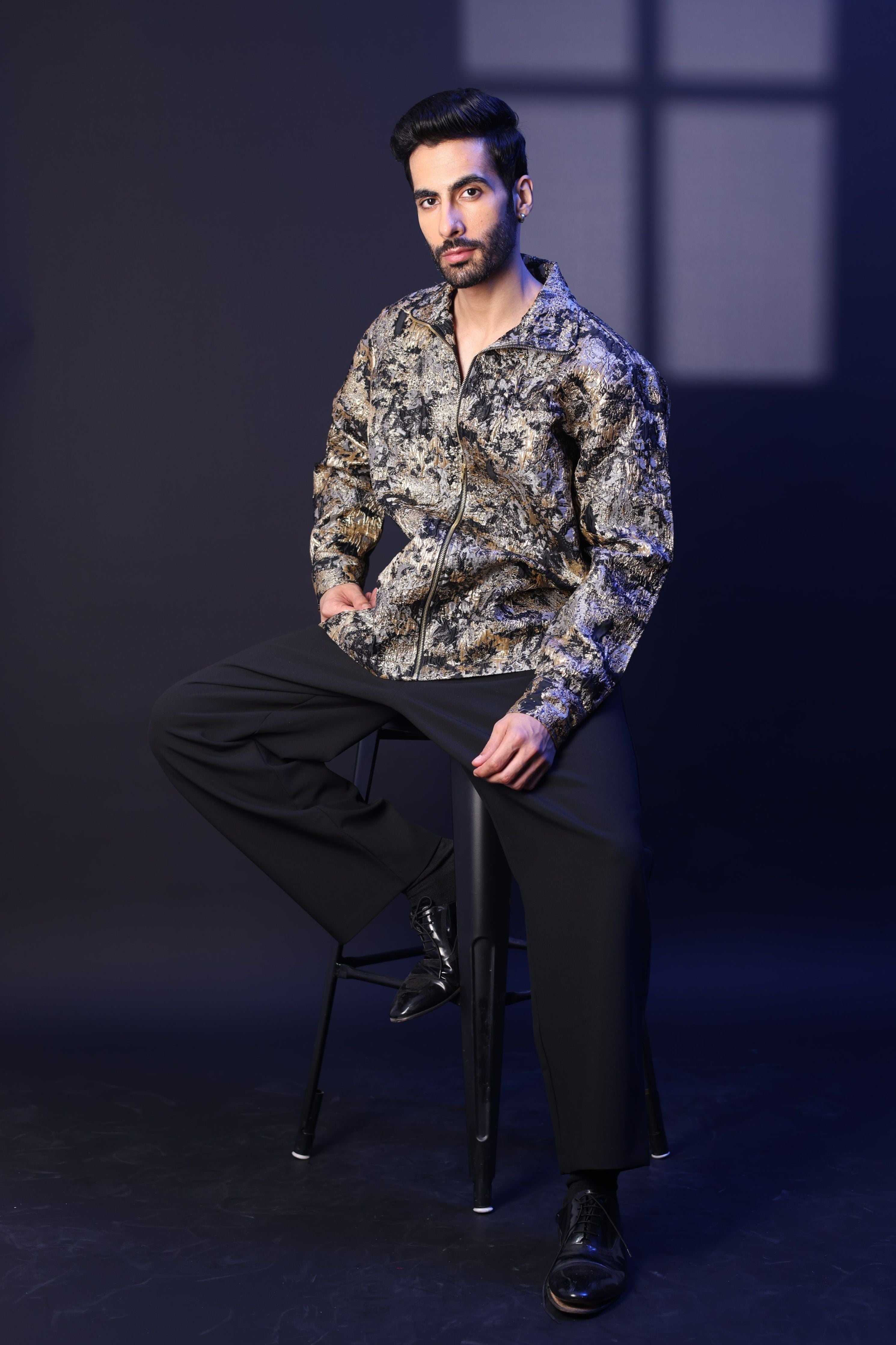 Gold Embossed Jacquard Shirt