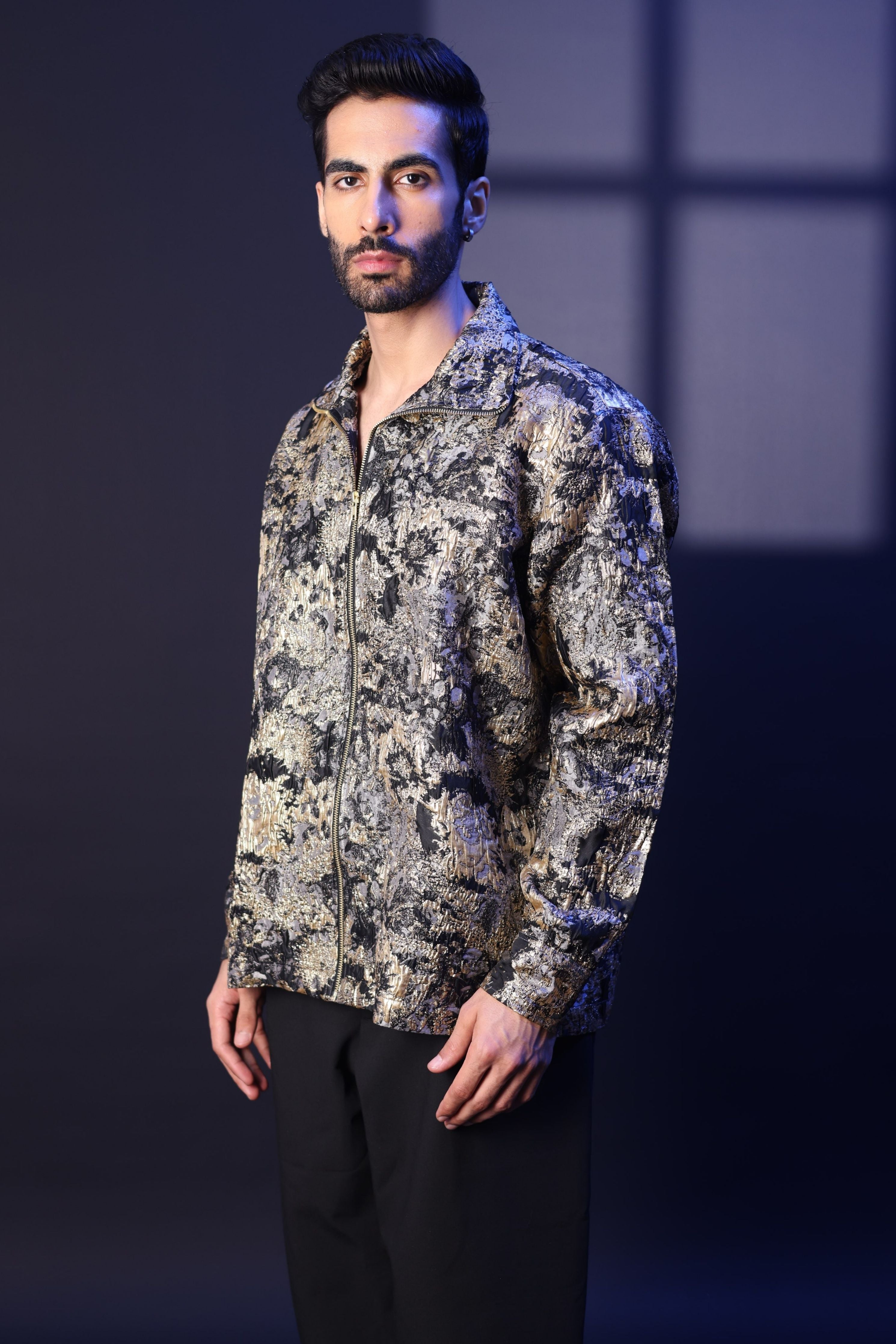 Gold Embossed Jacquard Shirt