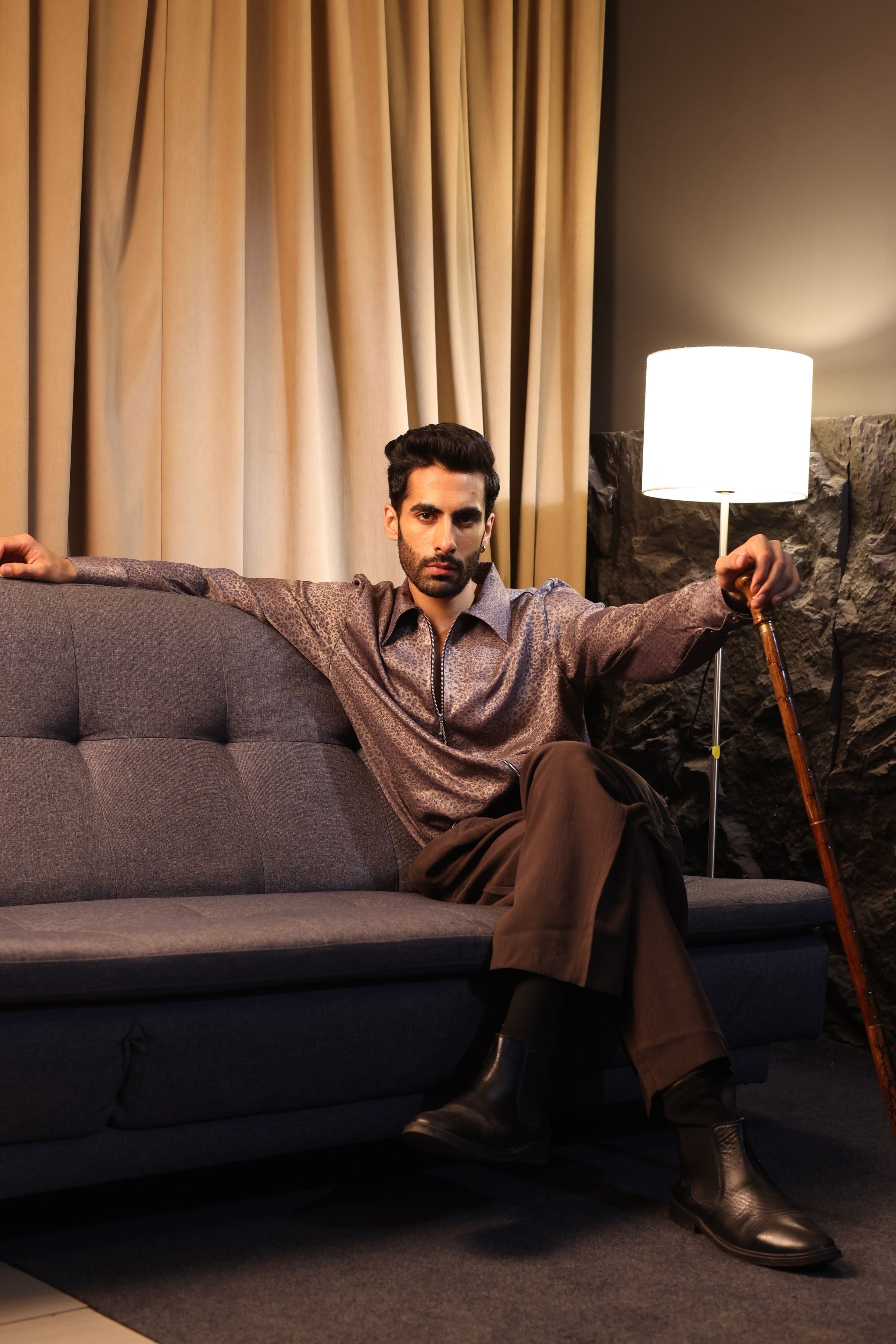 Grey Satin Shirt