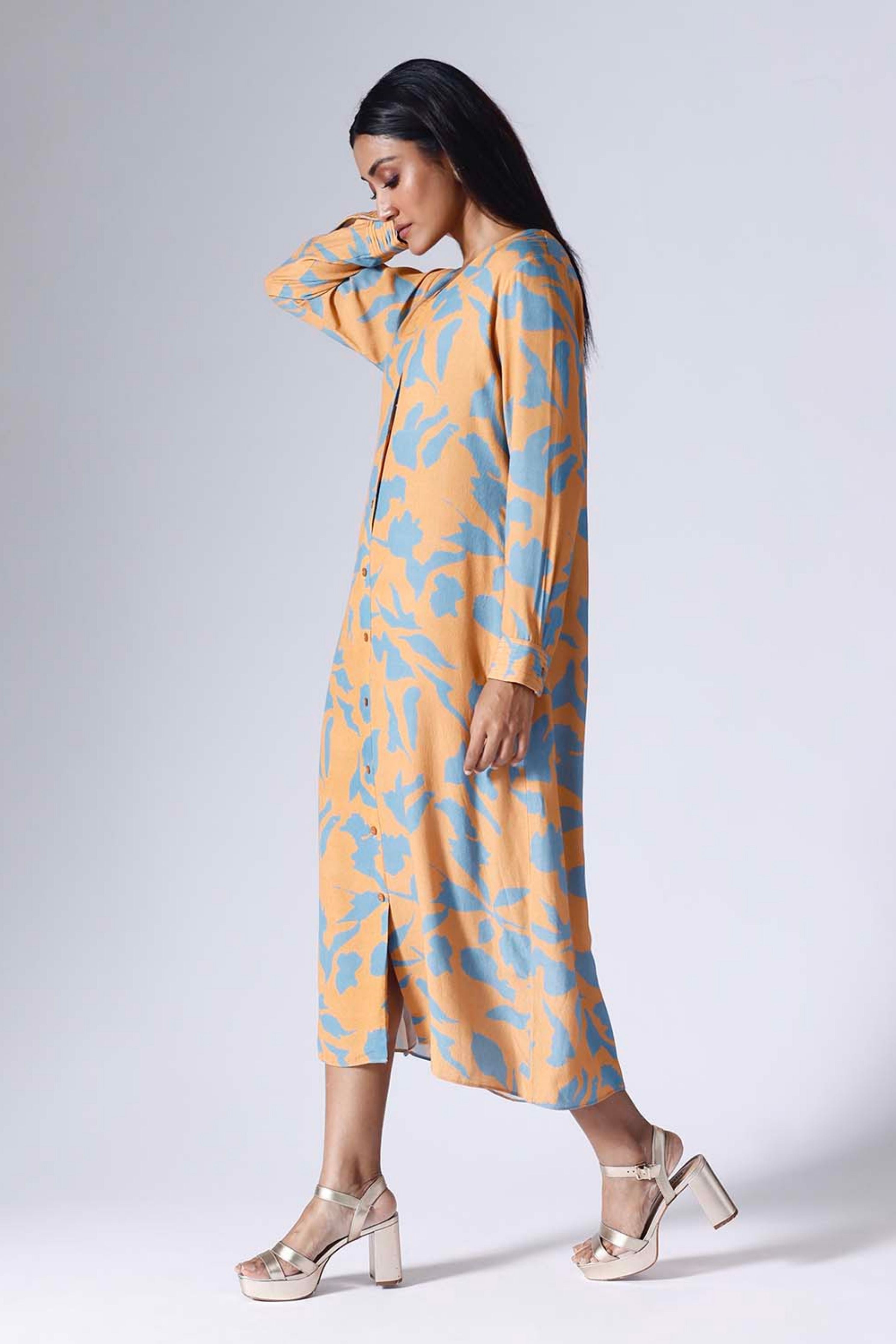 Foliage Orange Long Dress