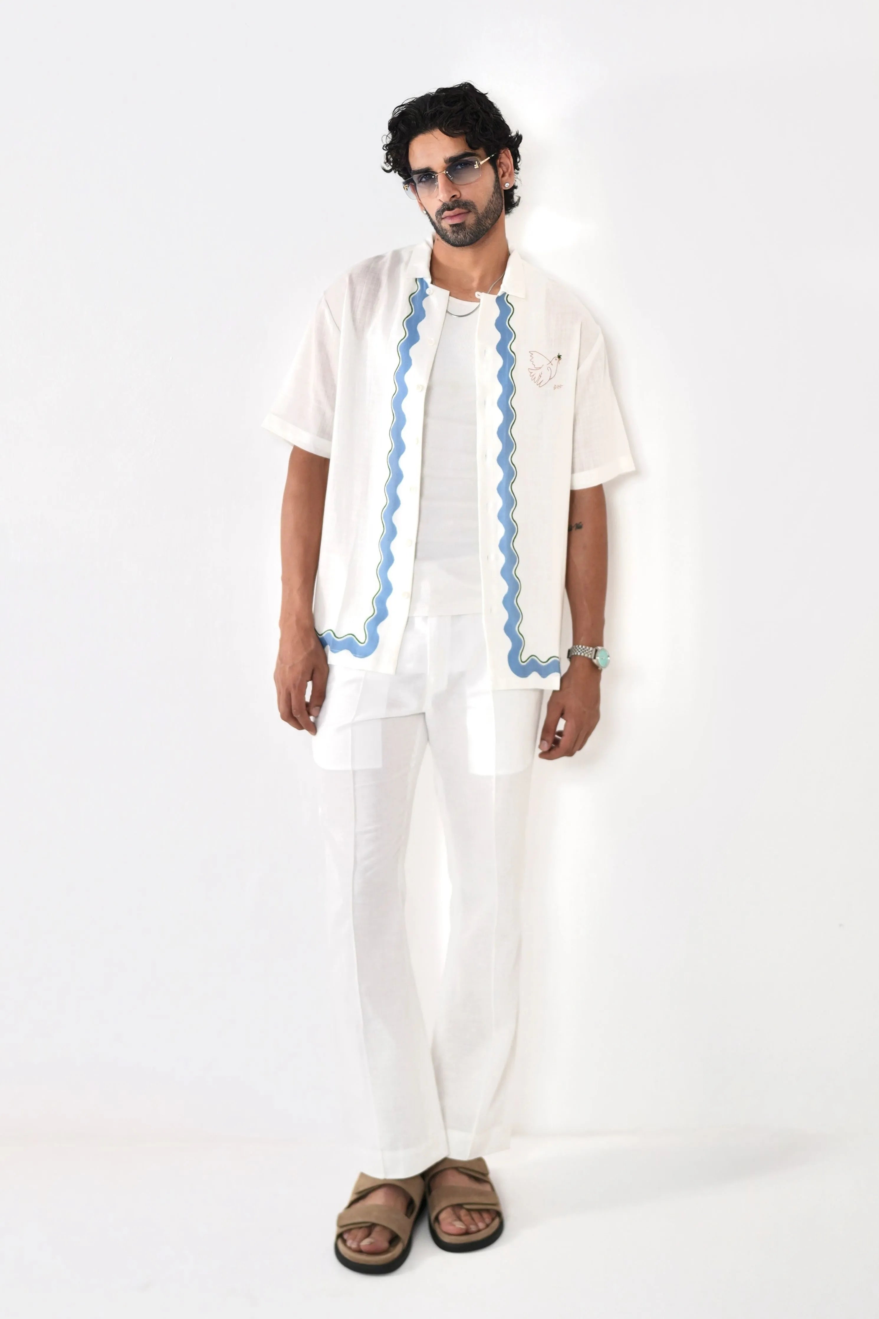 White Antibes Cuban Collar Shirt