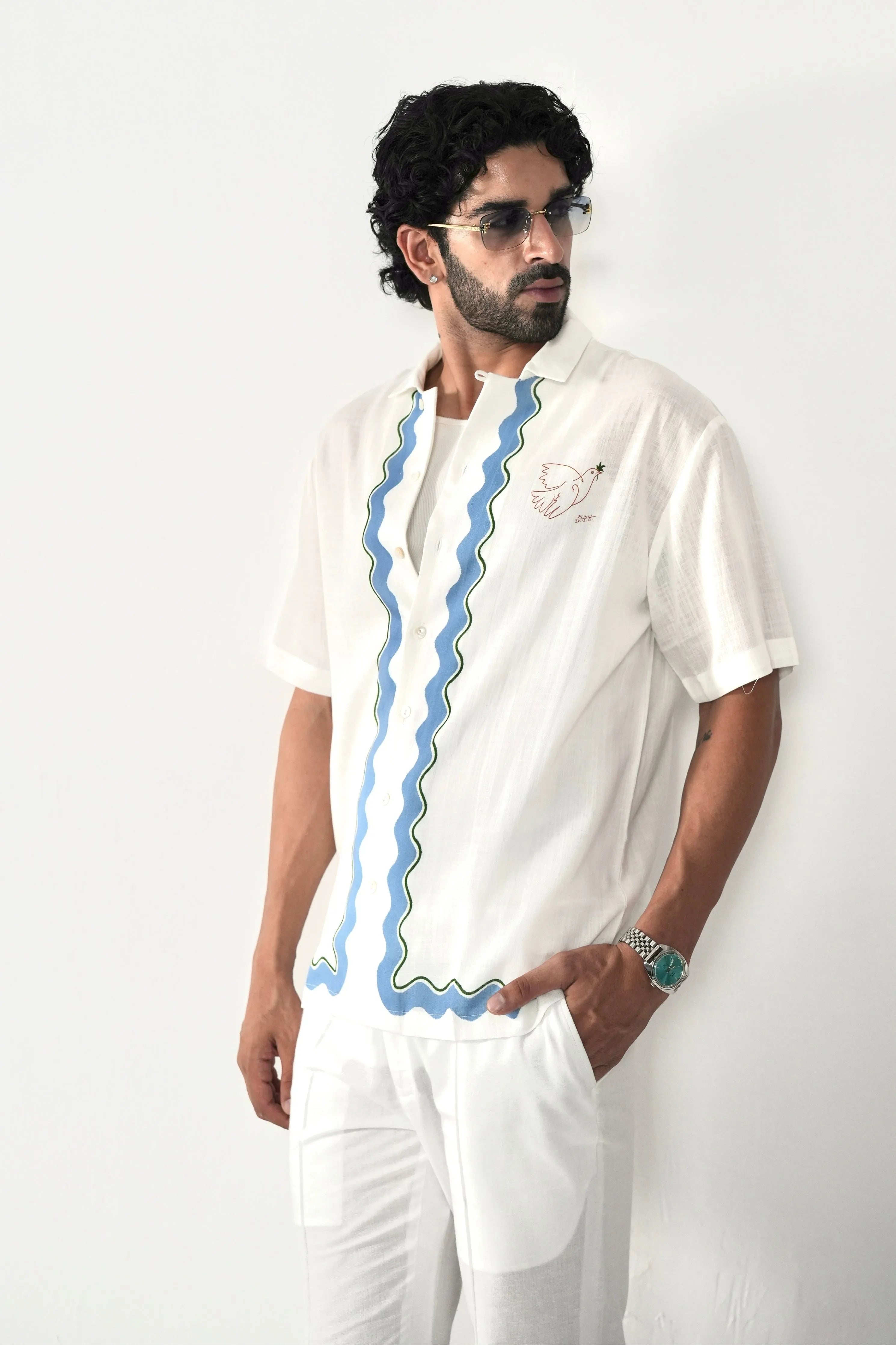 White Antibes Cuban Collar Shirt