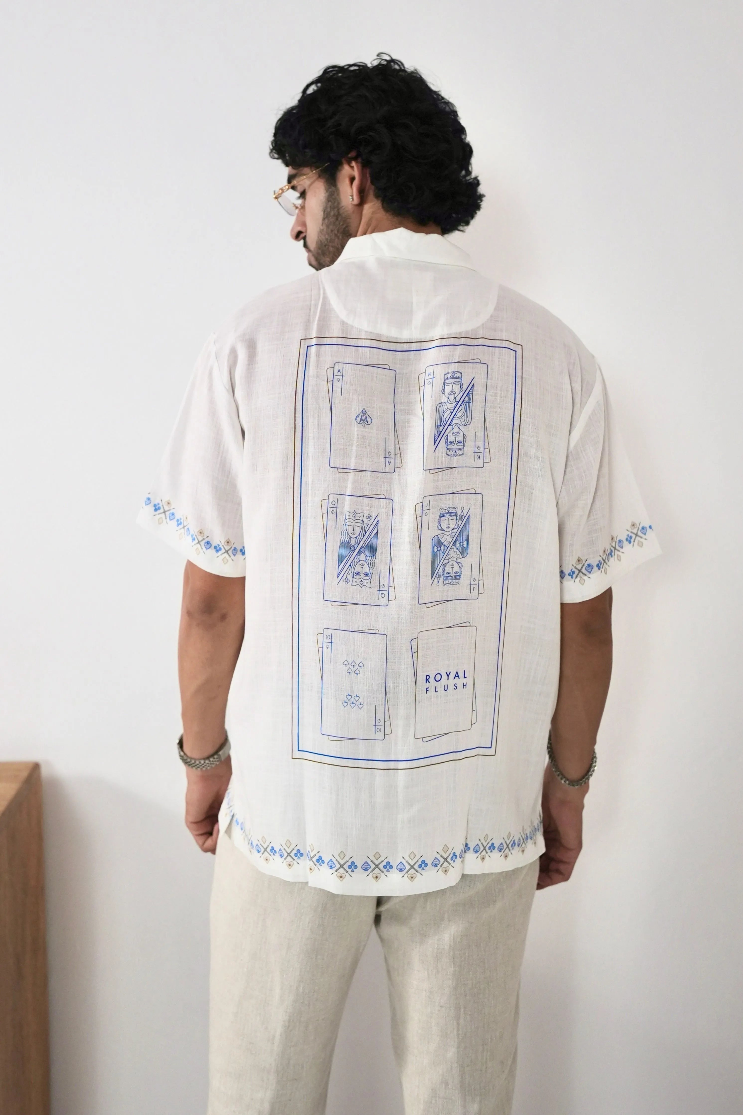 White Monte Carlo Cuban Collar Shirt