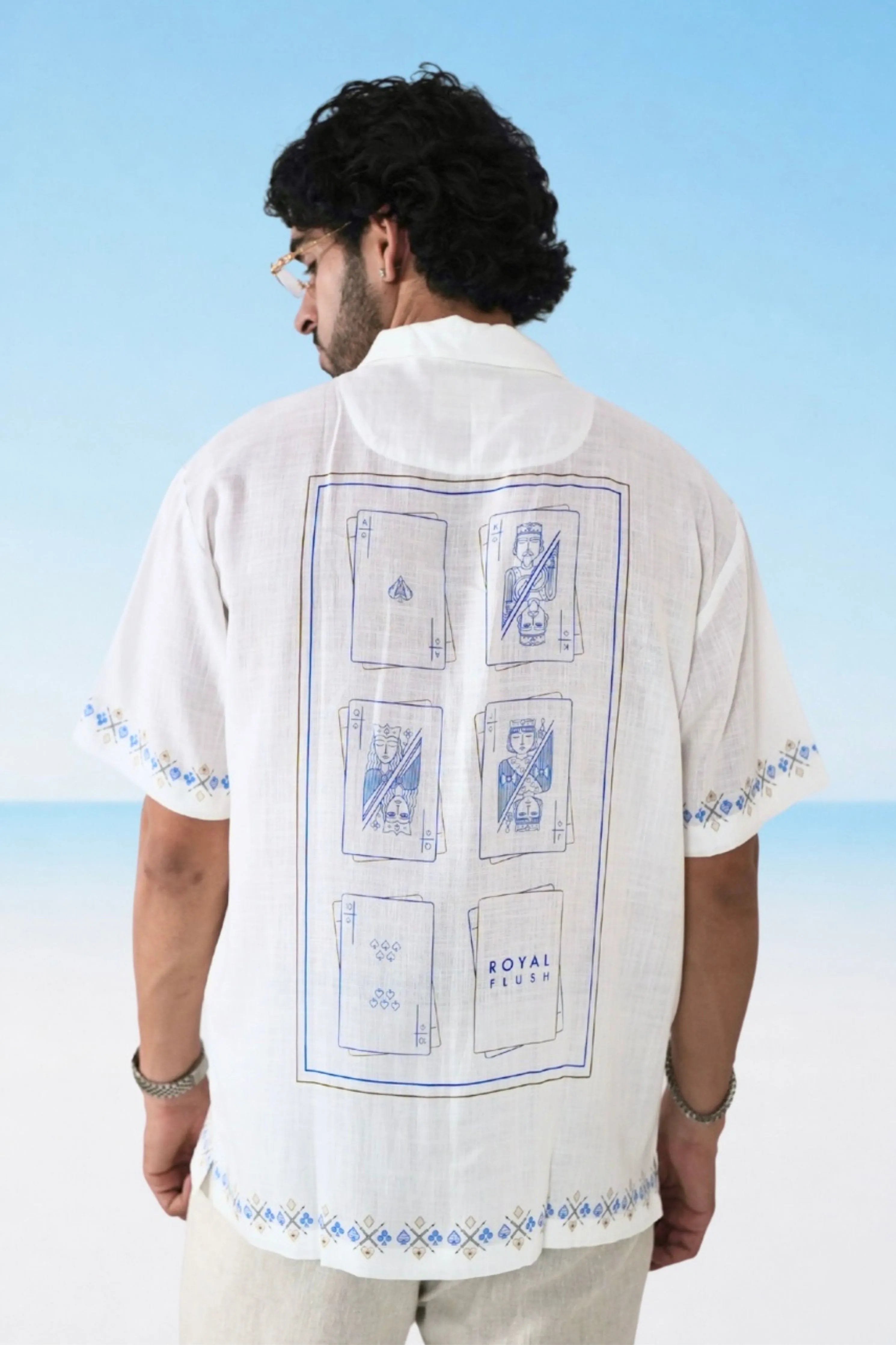 White Monte Carlo Cuban Collar Shirt