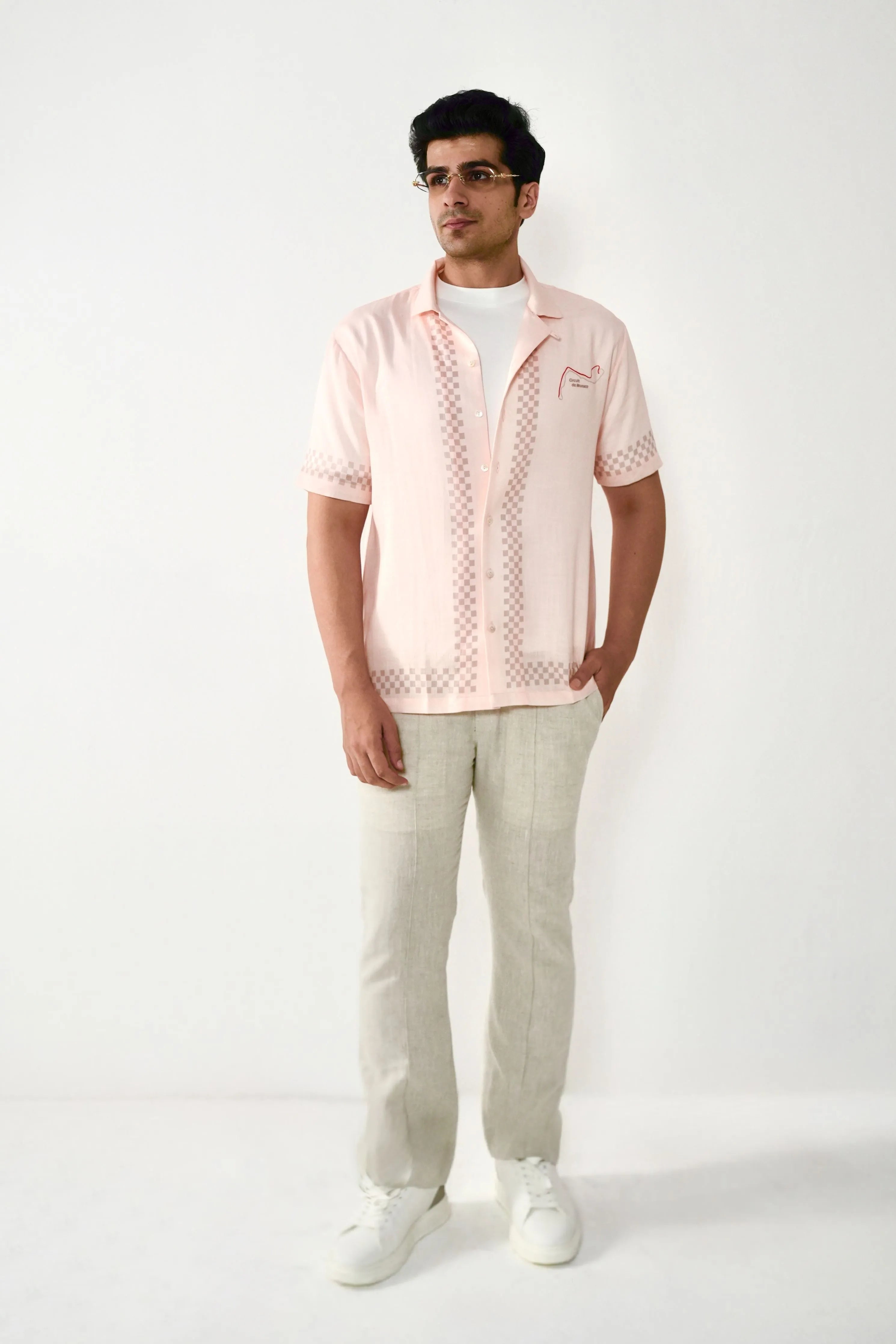 Peach Monaco Cuban Collar Shirt