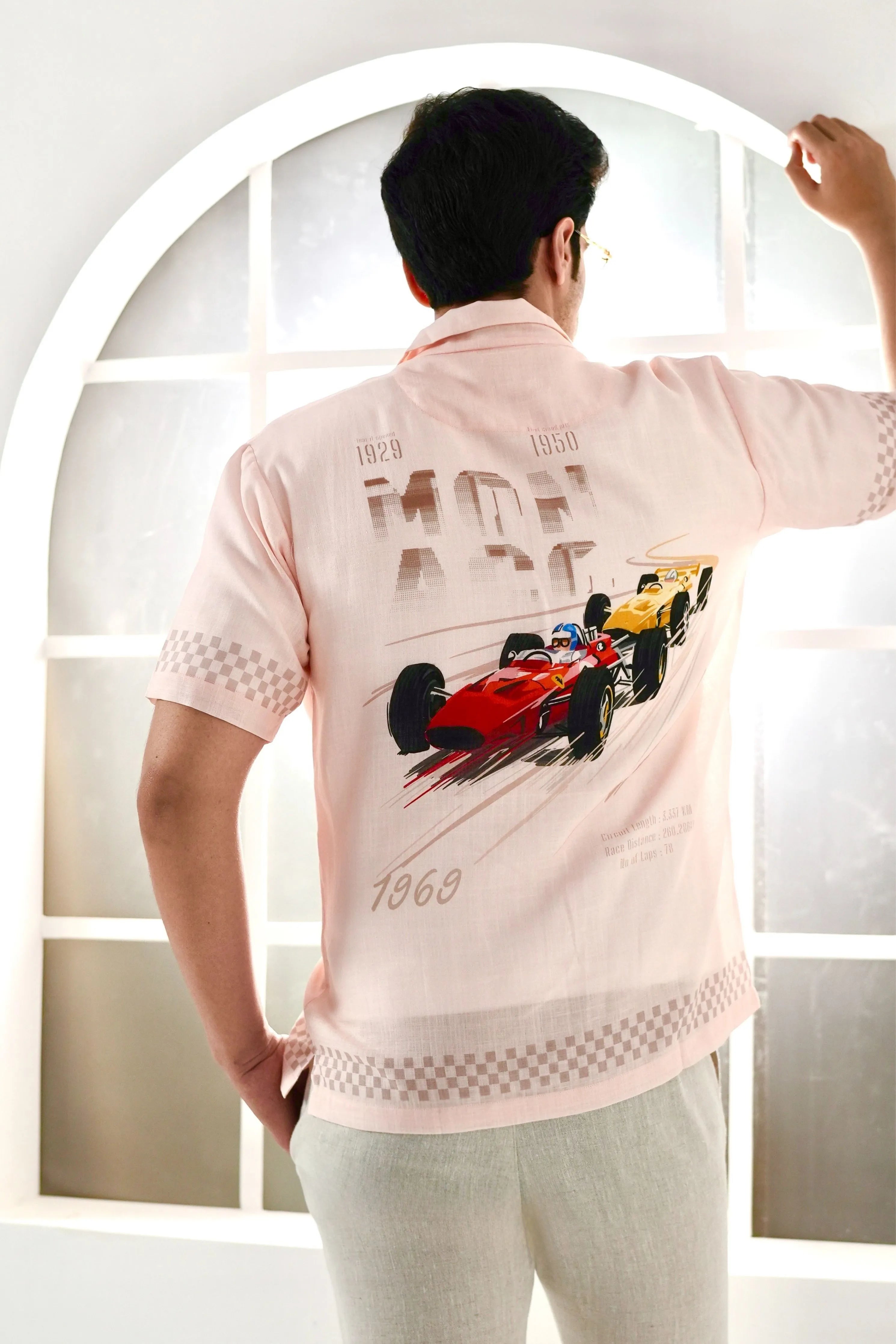 Peach Monaco Cuban Collar Shirt