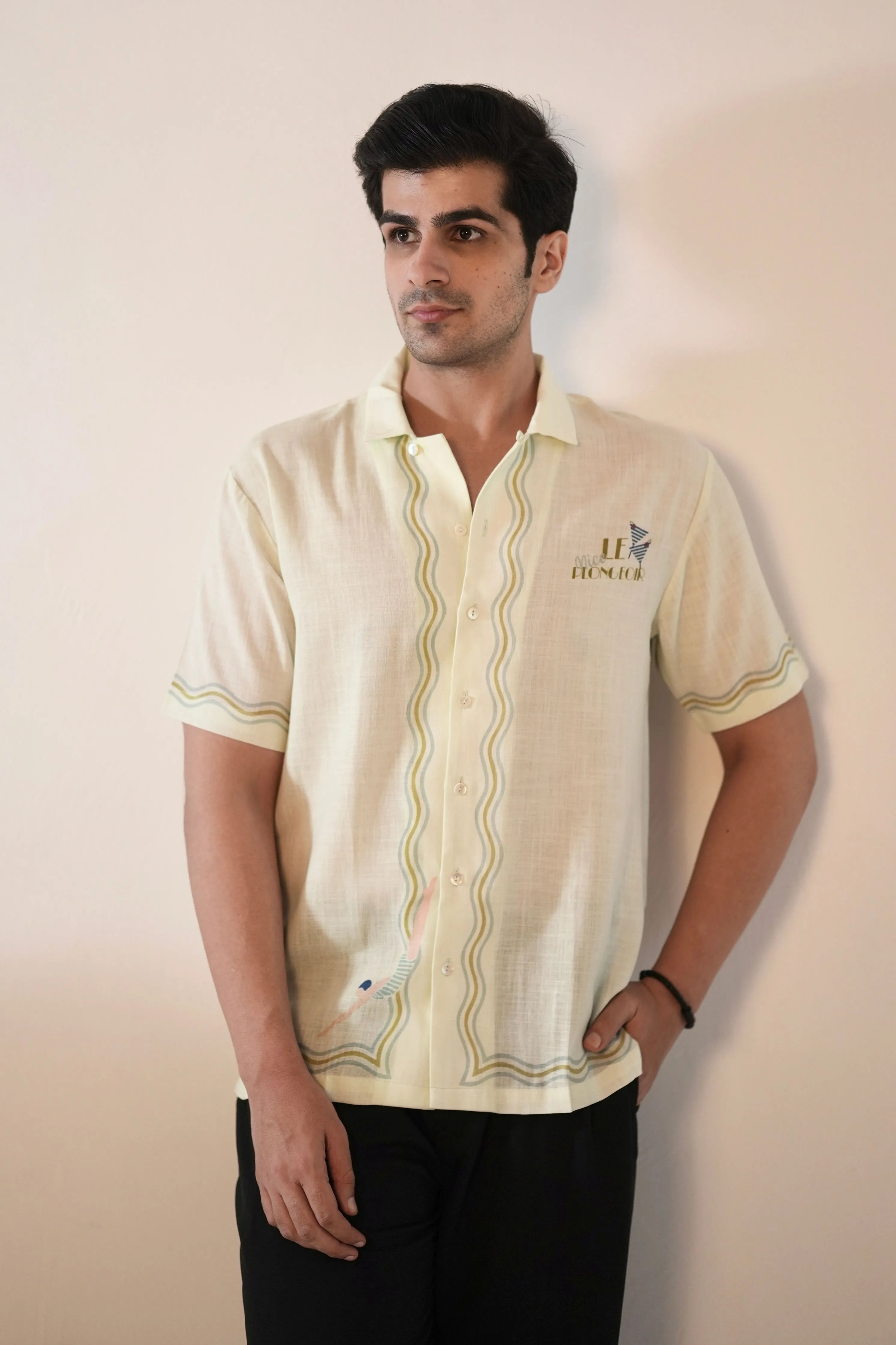 Green Nice Cuban Collar Shirt