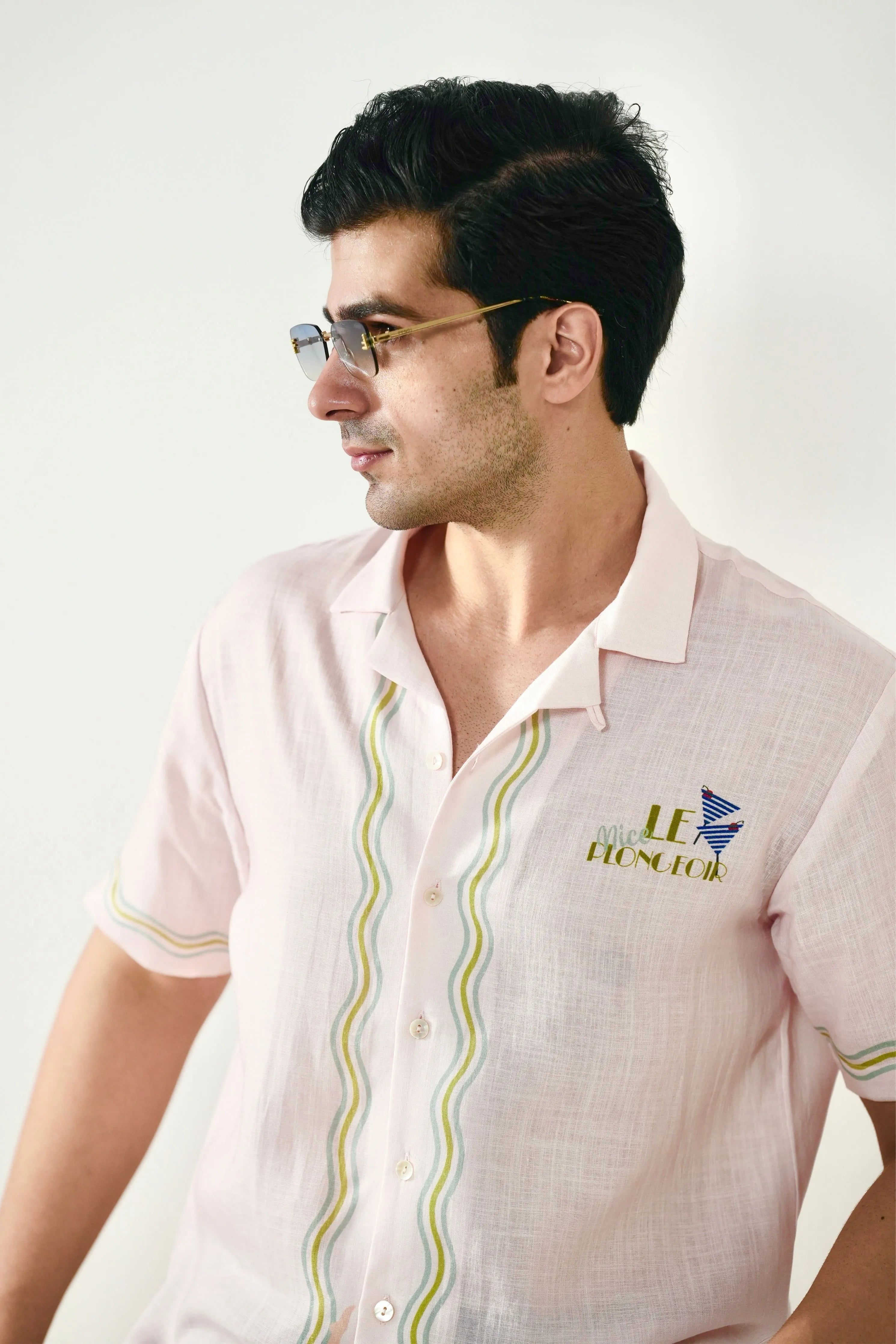 Pink Nice Cuban Collar Shirt