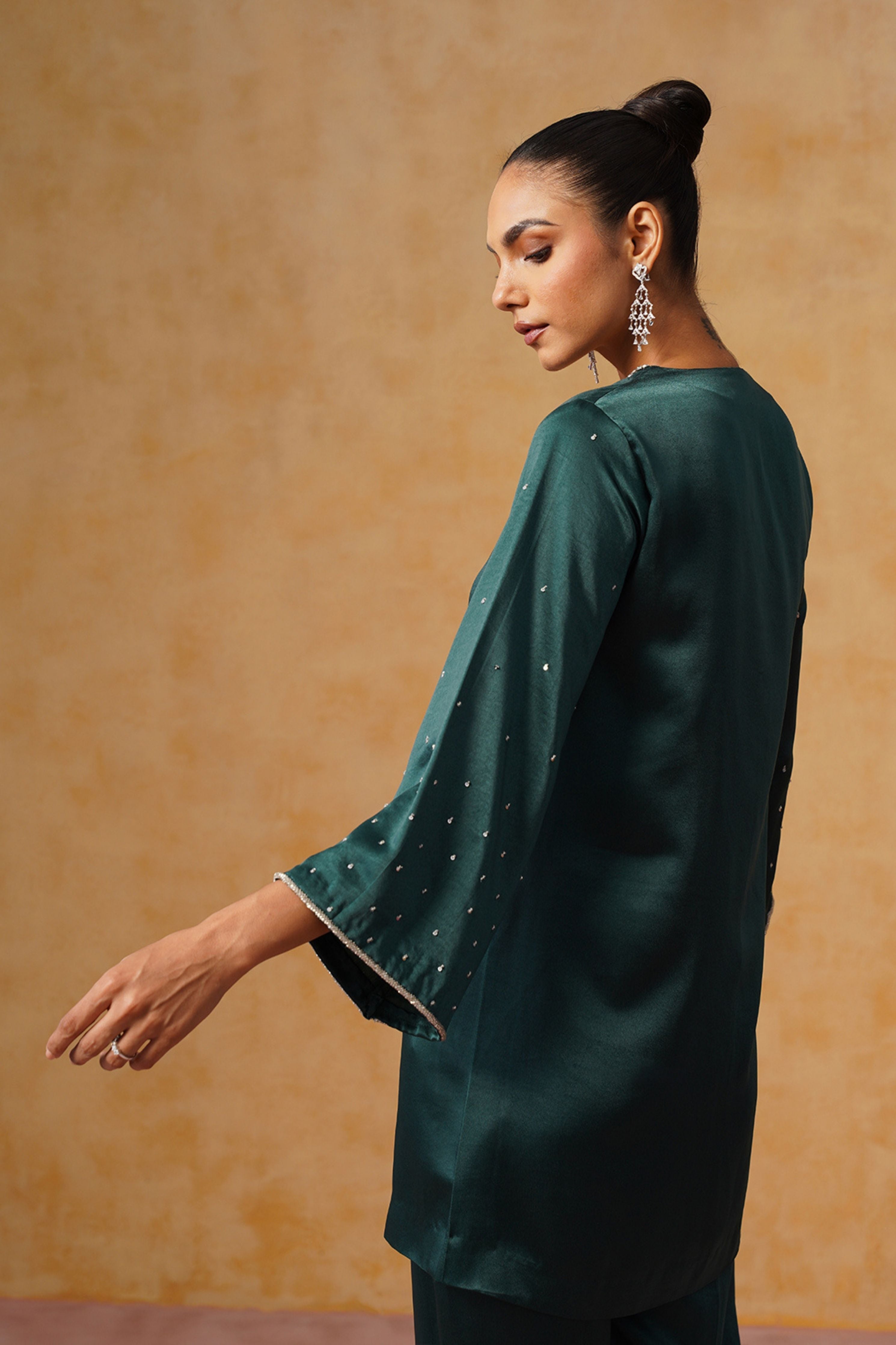 Alya Bottle Green Suit Set