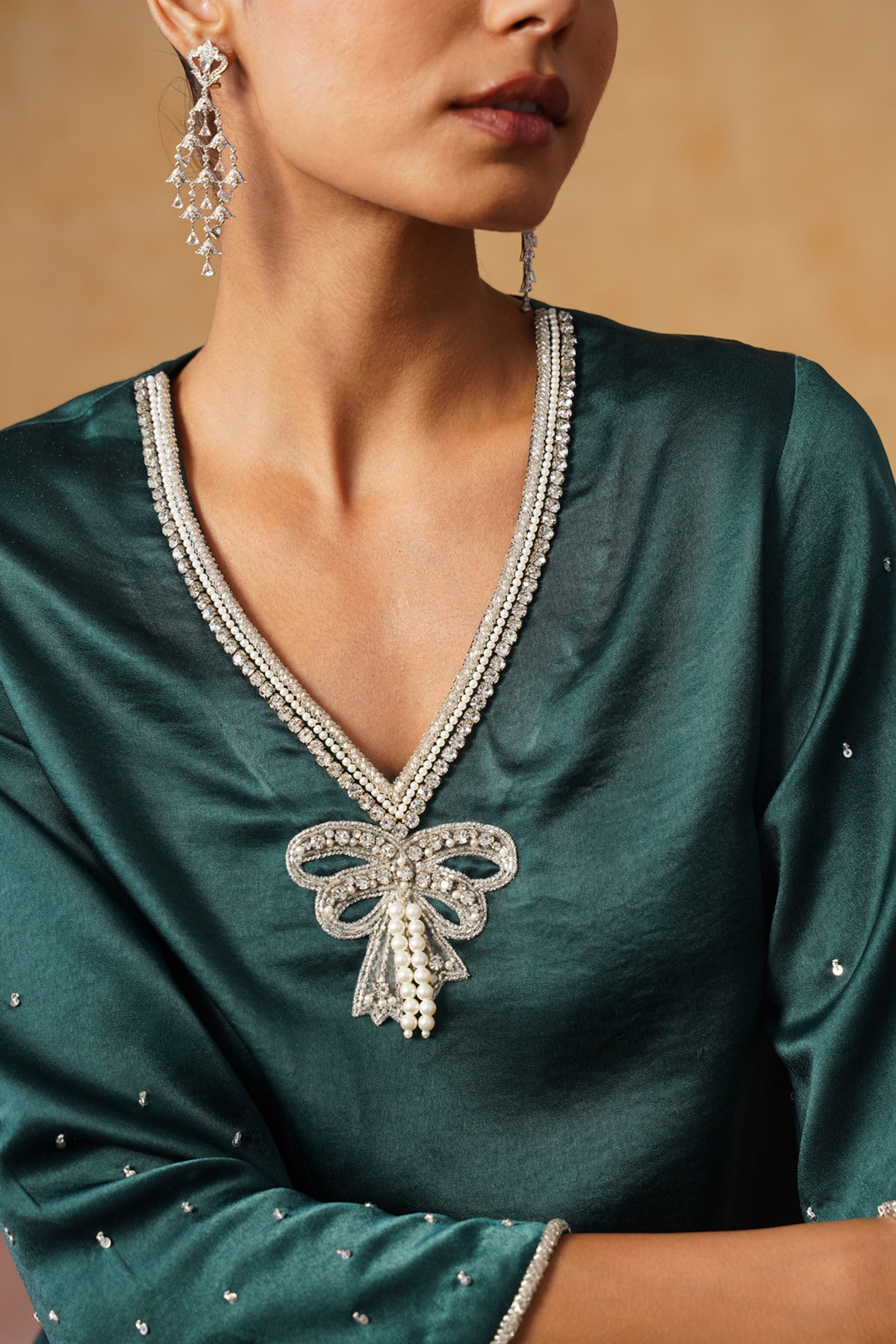 Alya Bottle Green Suit Set