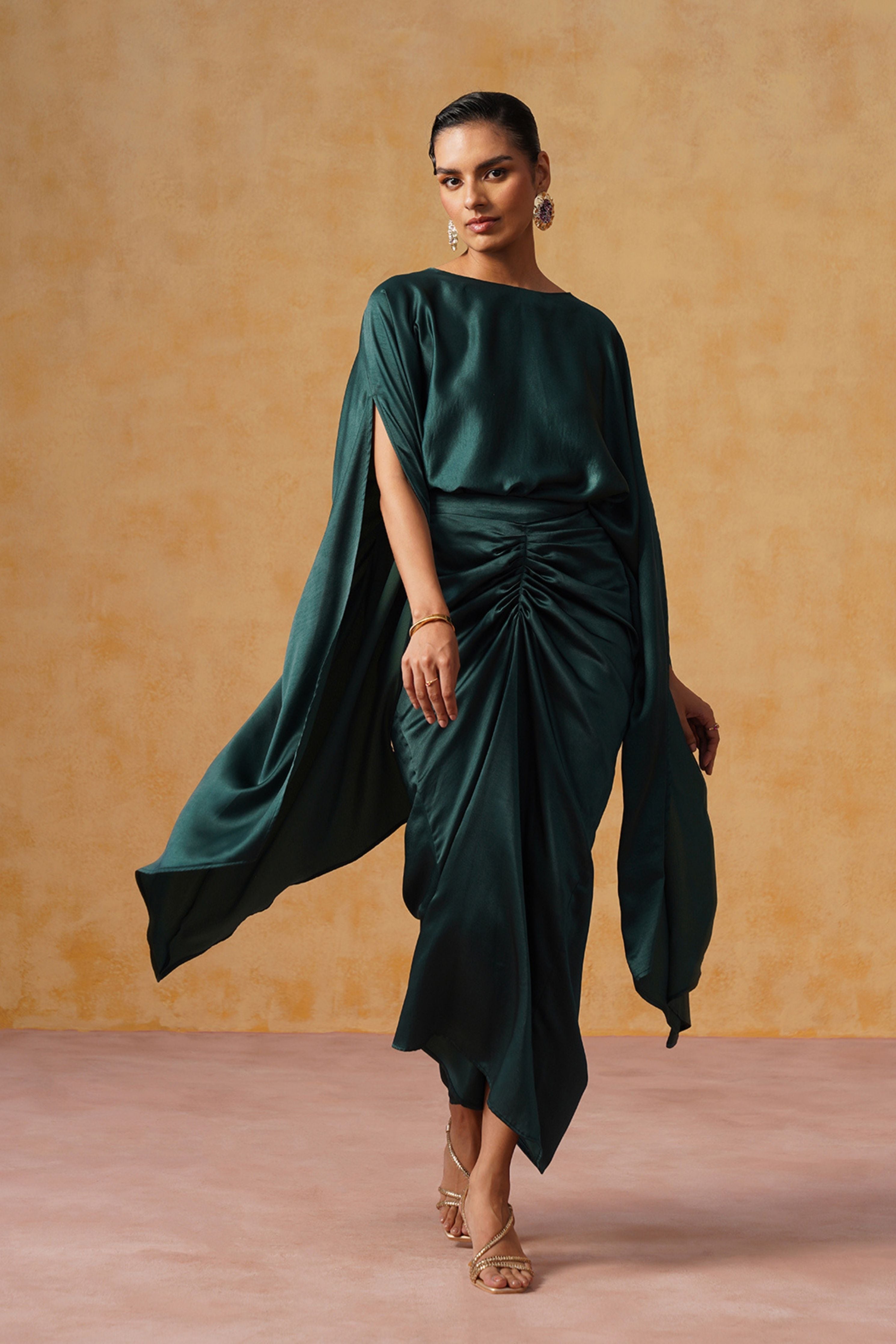 Dira Bottle Green Skirt Co-ord Set