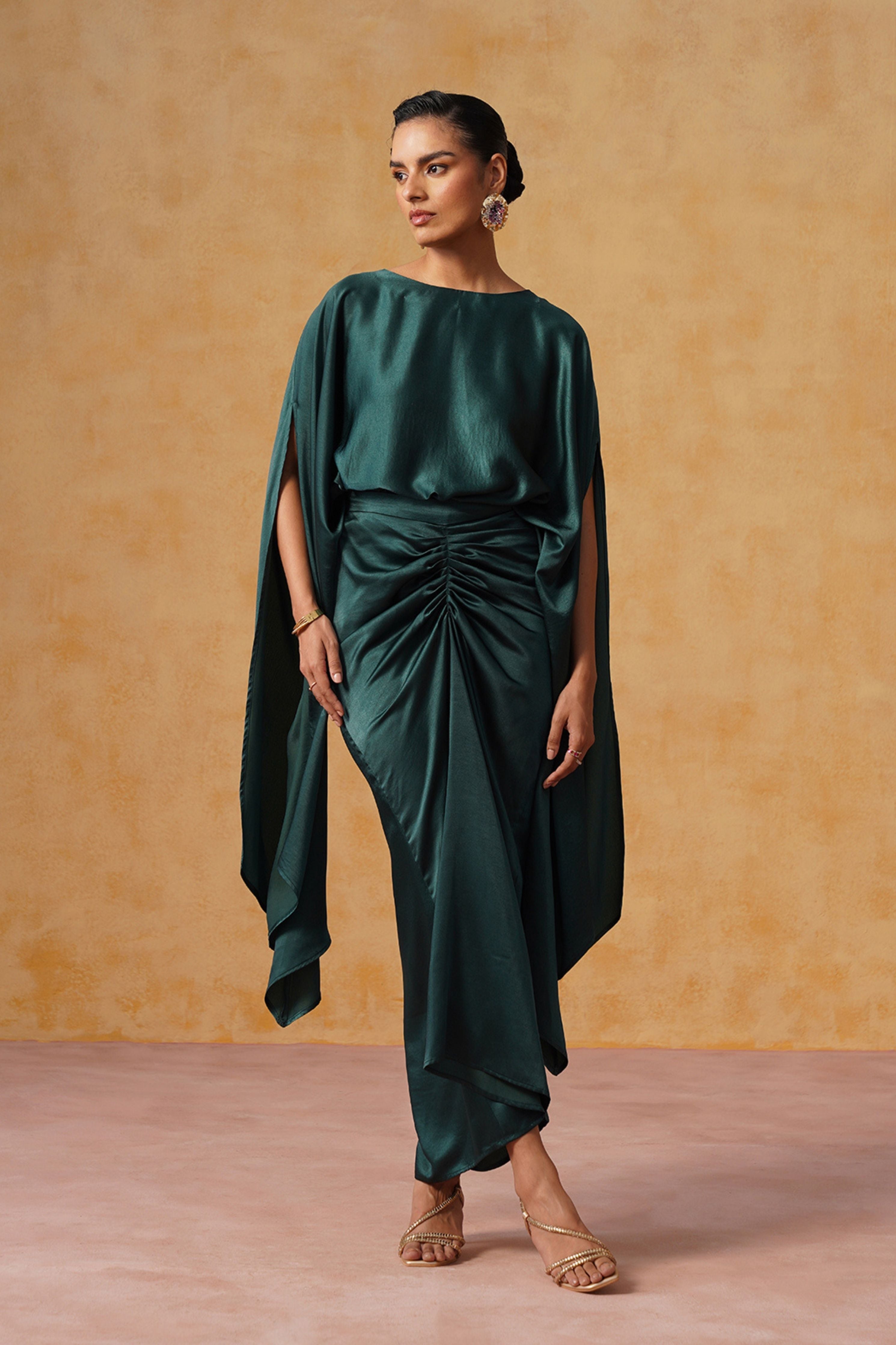 Dira Bottle Green Skirt Co-ord Set