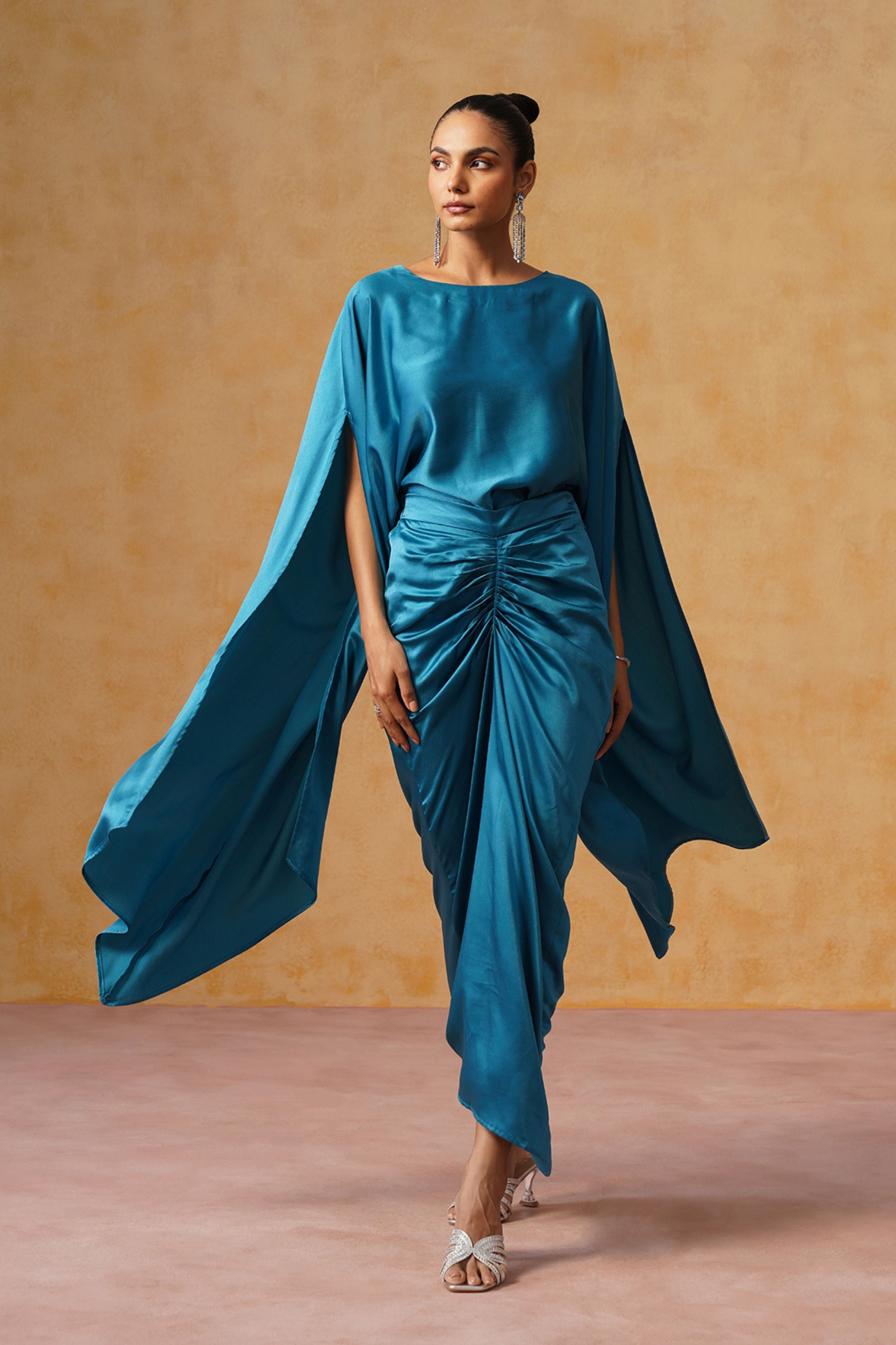 Dira Teal Skirt Co-ord Set
