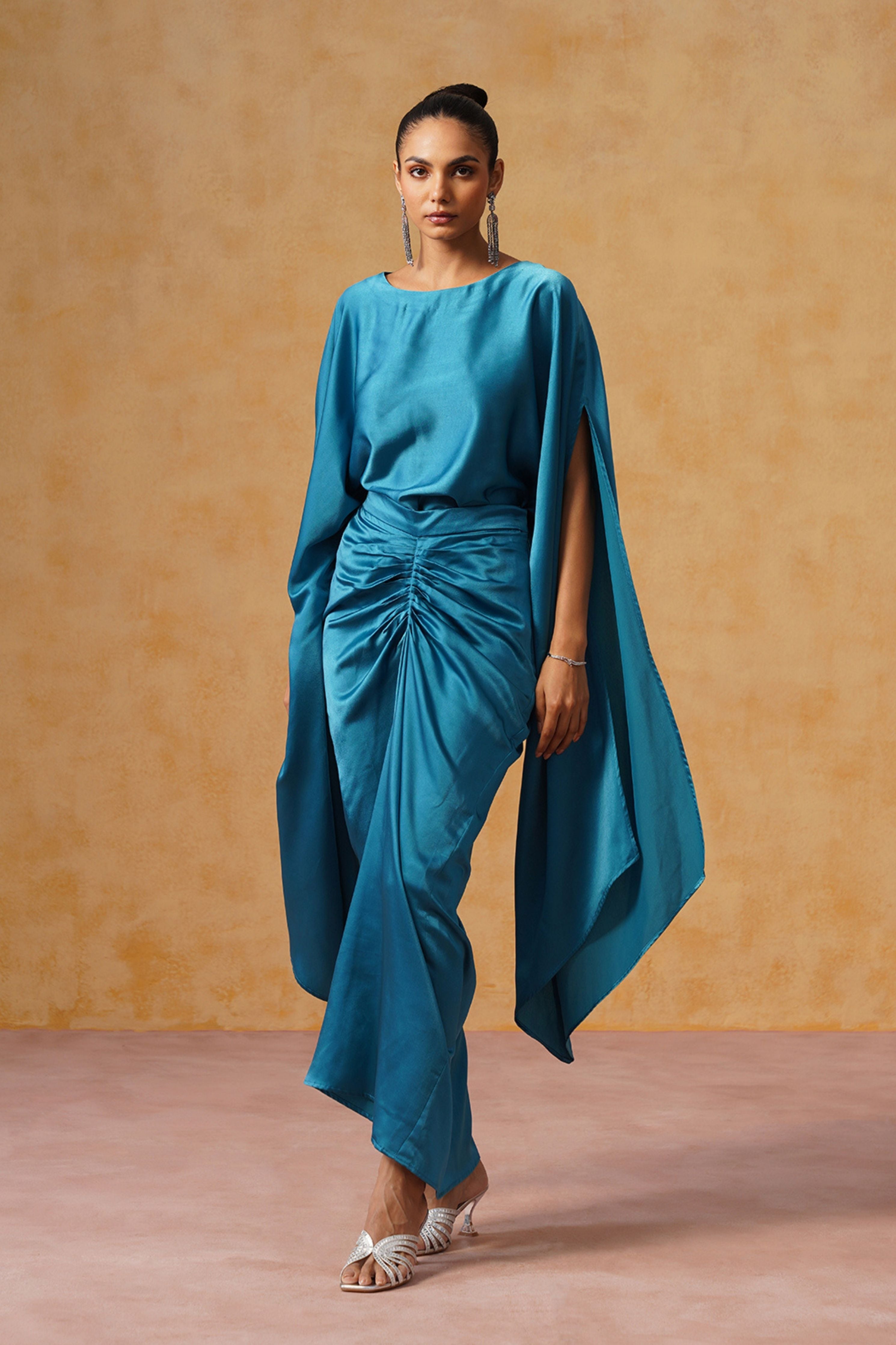 Dira Teal Skirt Co-ord Set
