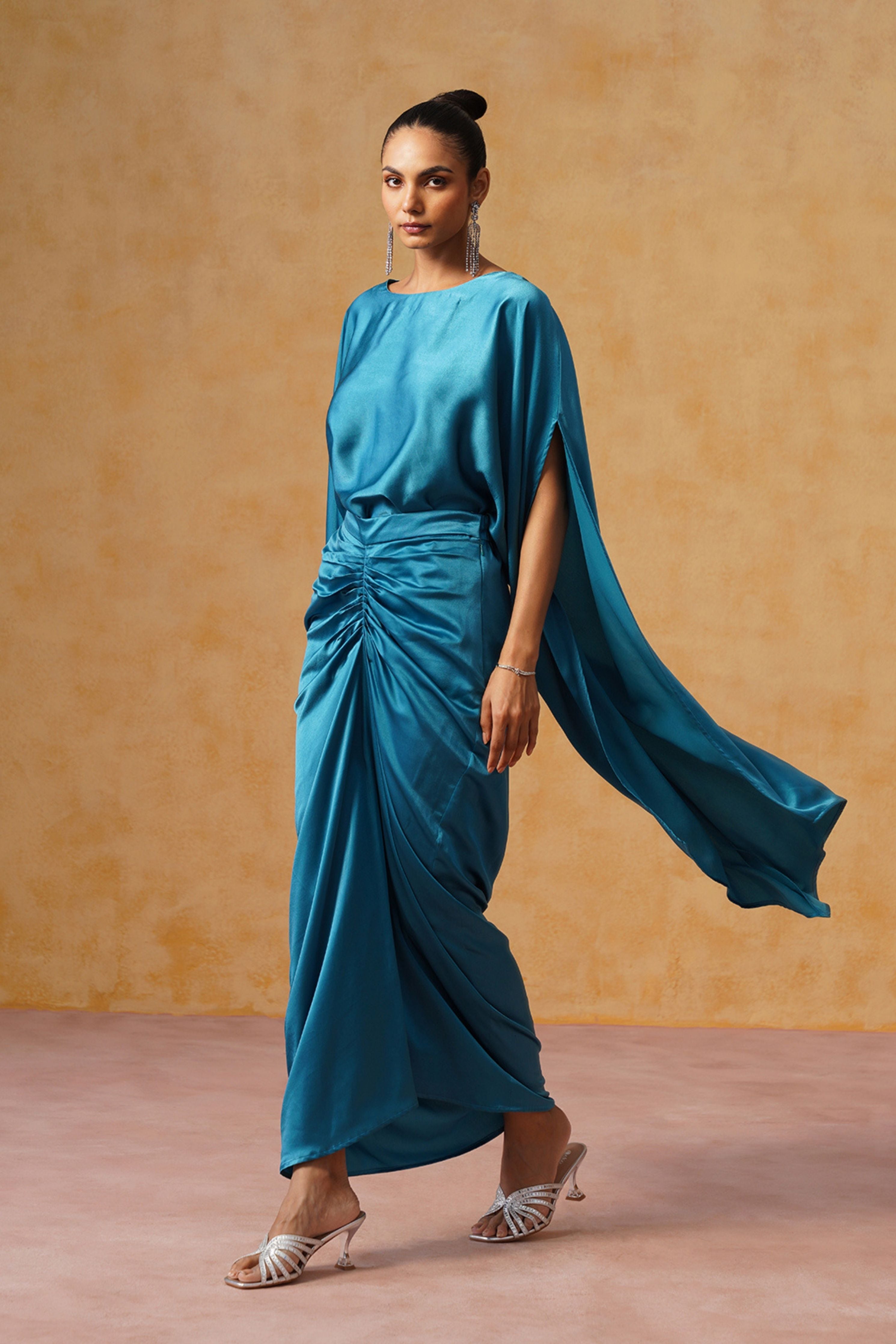 Dira Teal Skirt Co-ord Set