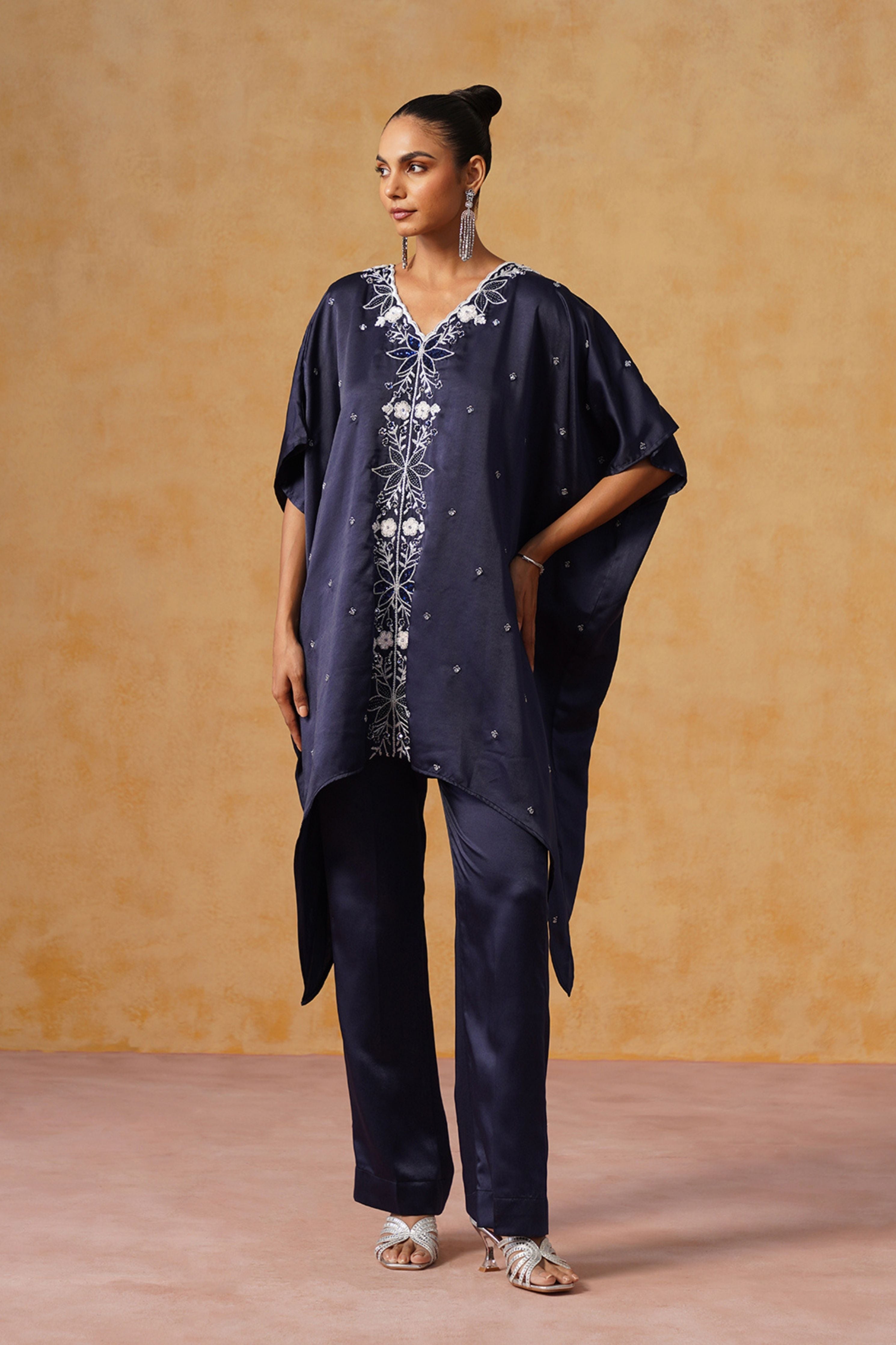 Mira Navy Blue Kaftan Co-ord Set