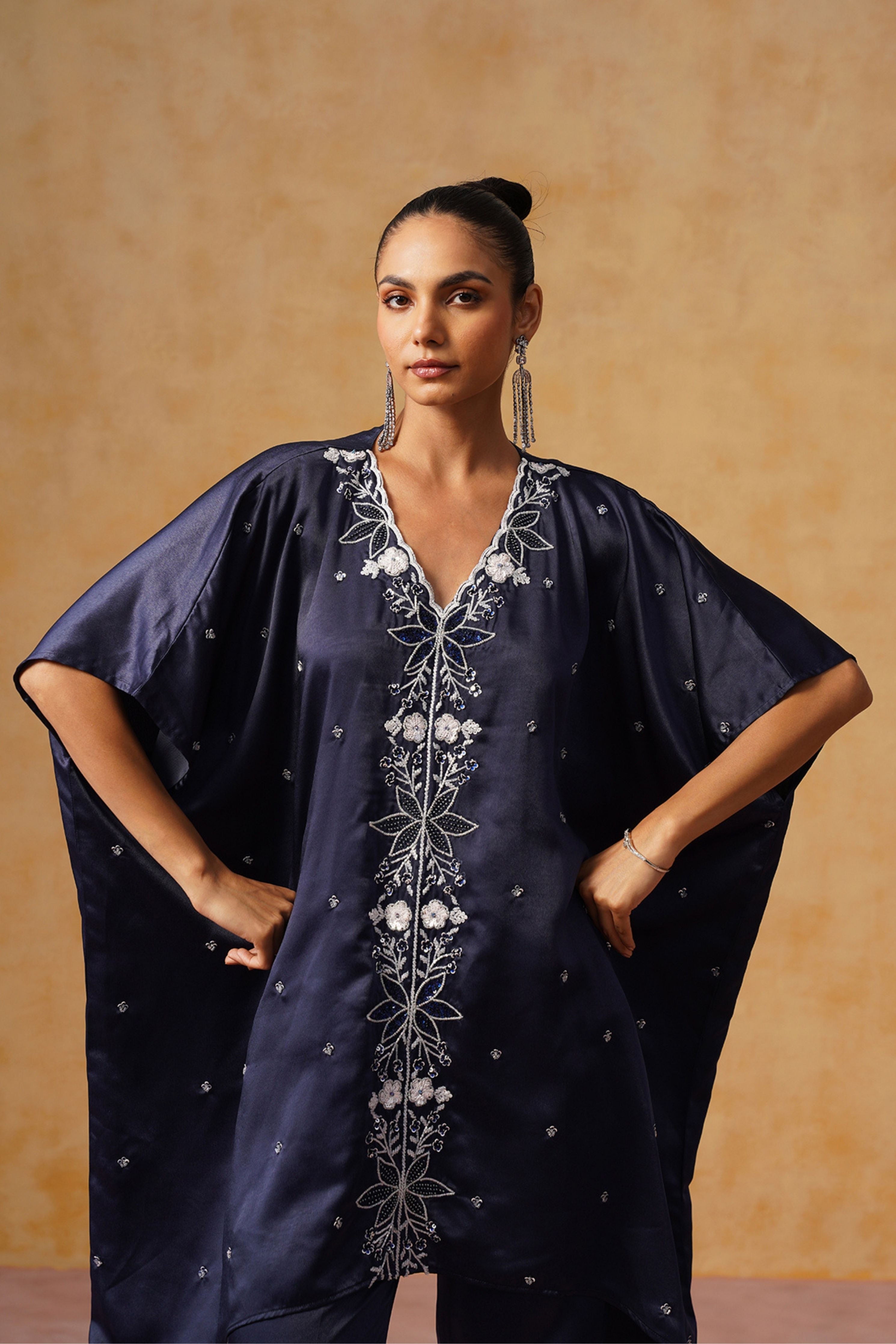 Mira Navy Blue Kaftan Co-ord Set