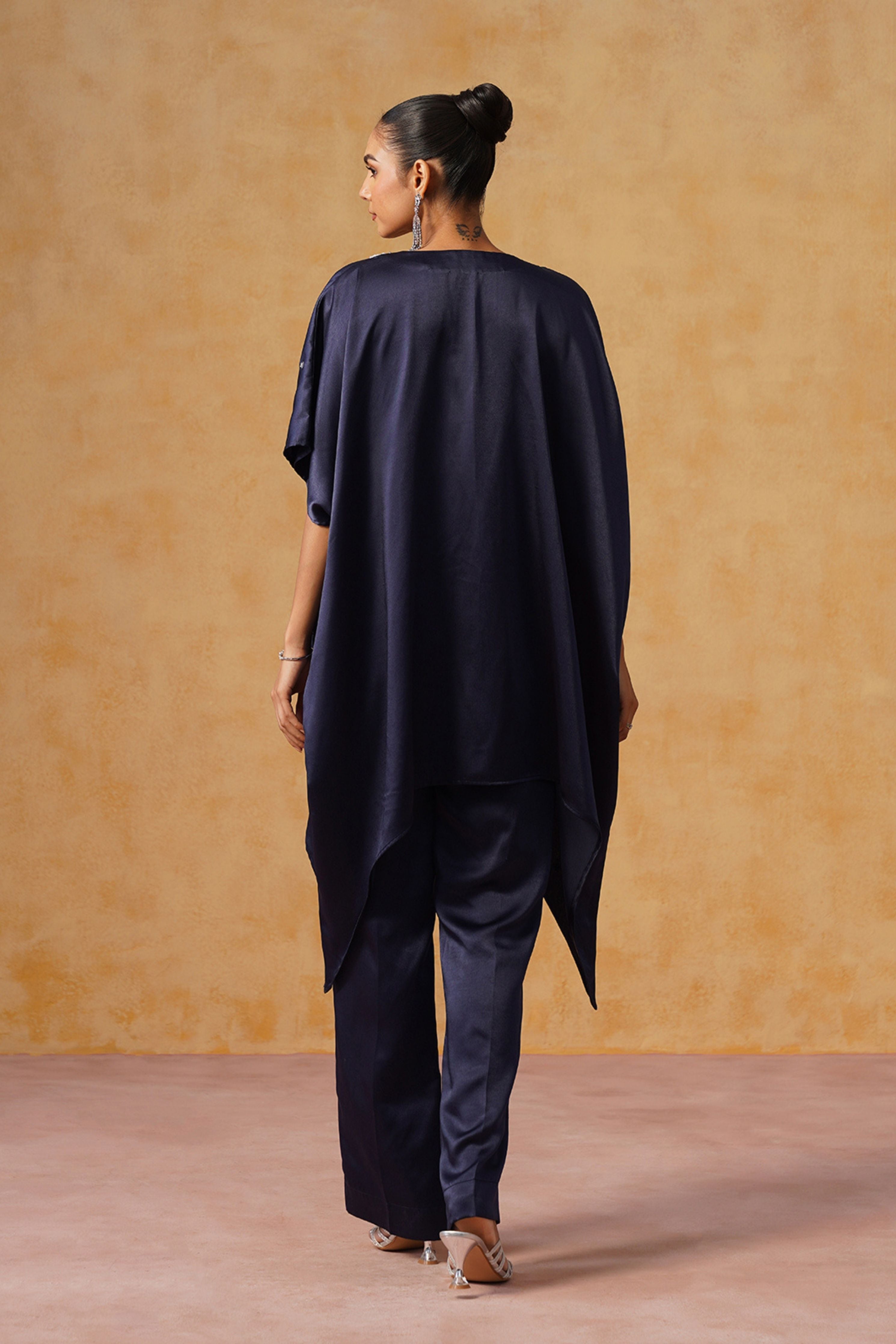 Mira Navy Blue Kaftan Co-ord Set